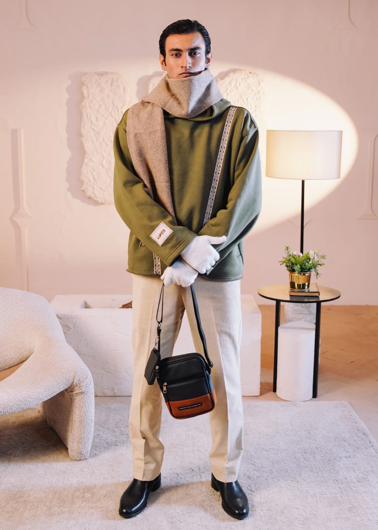 fleece Hoodie in Avocado green