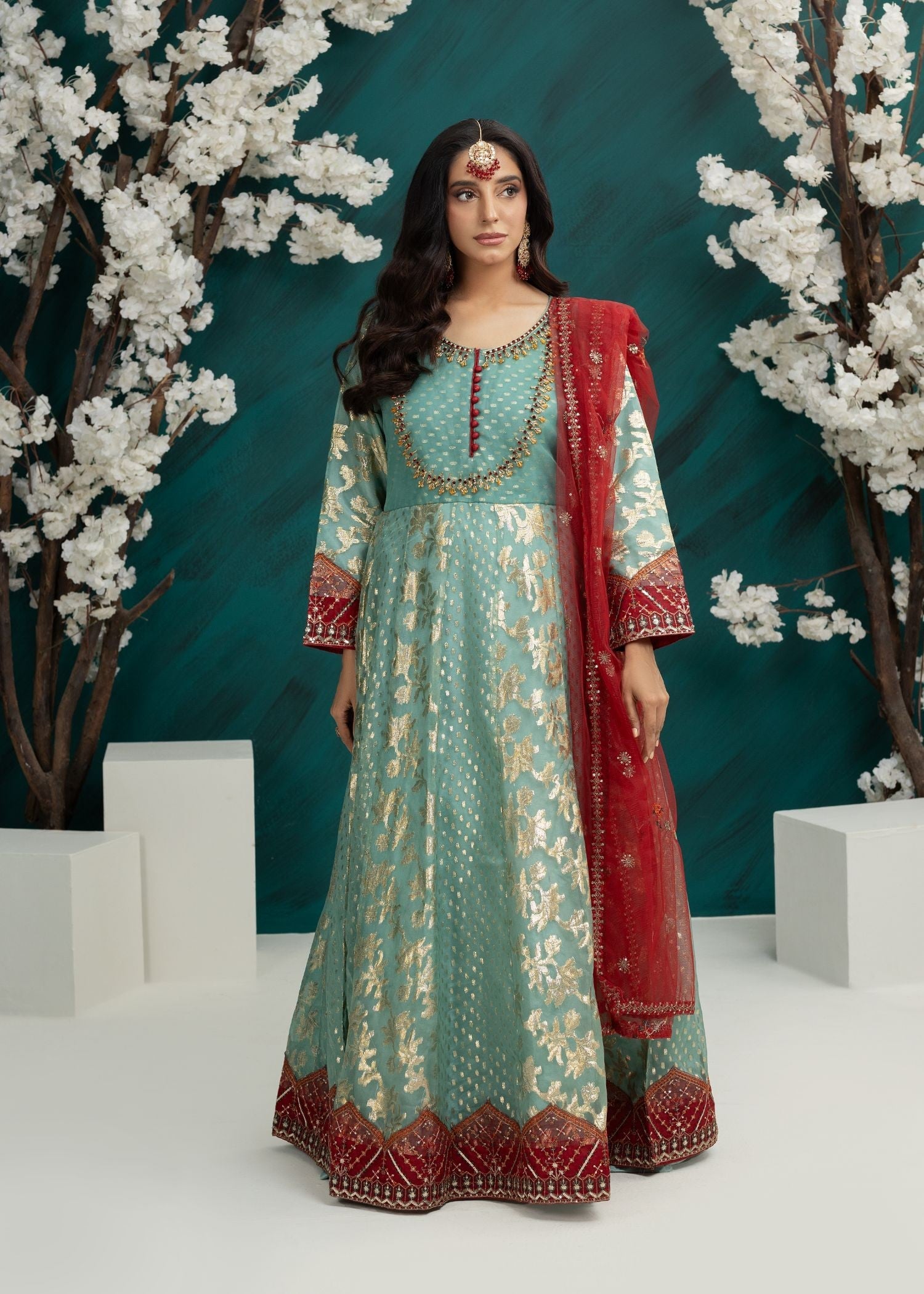 tissue Pishwas in Mint green