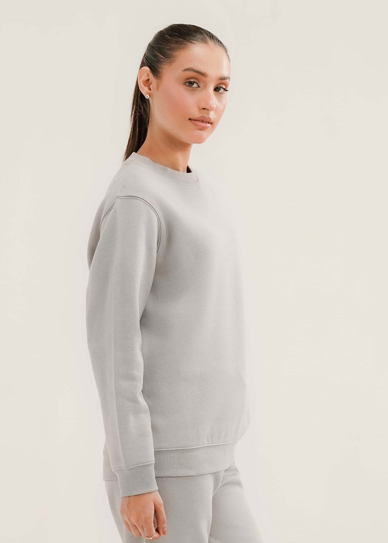 fleece Sweatshirt in Silver