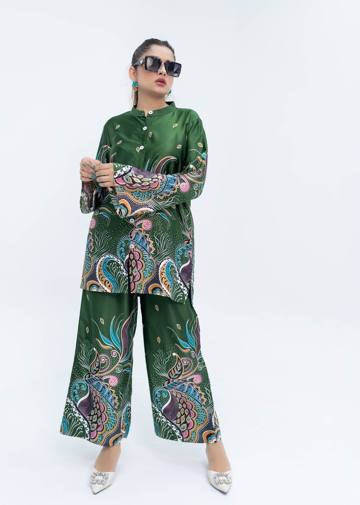 viscose thai silk Co ord Sets in Green