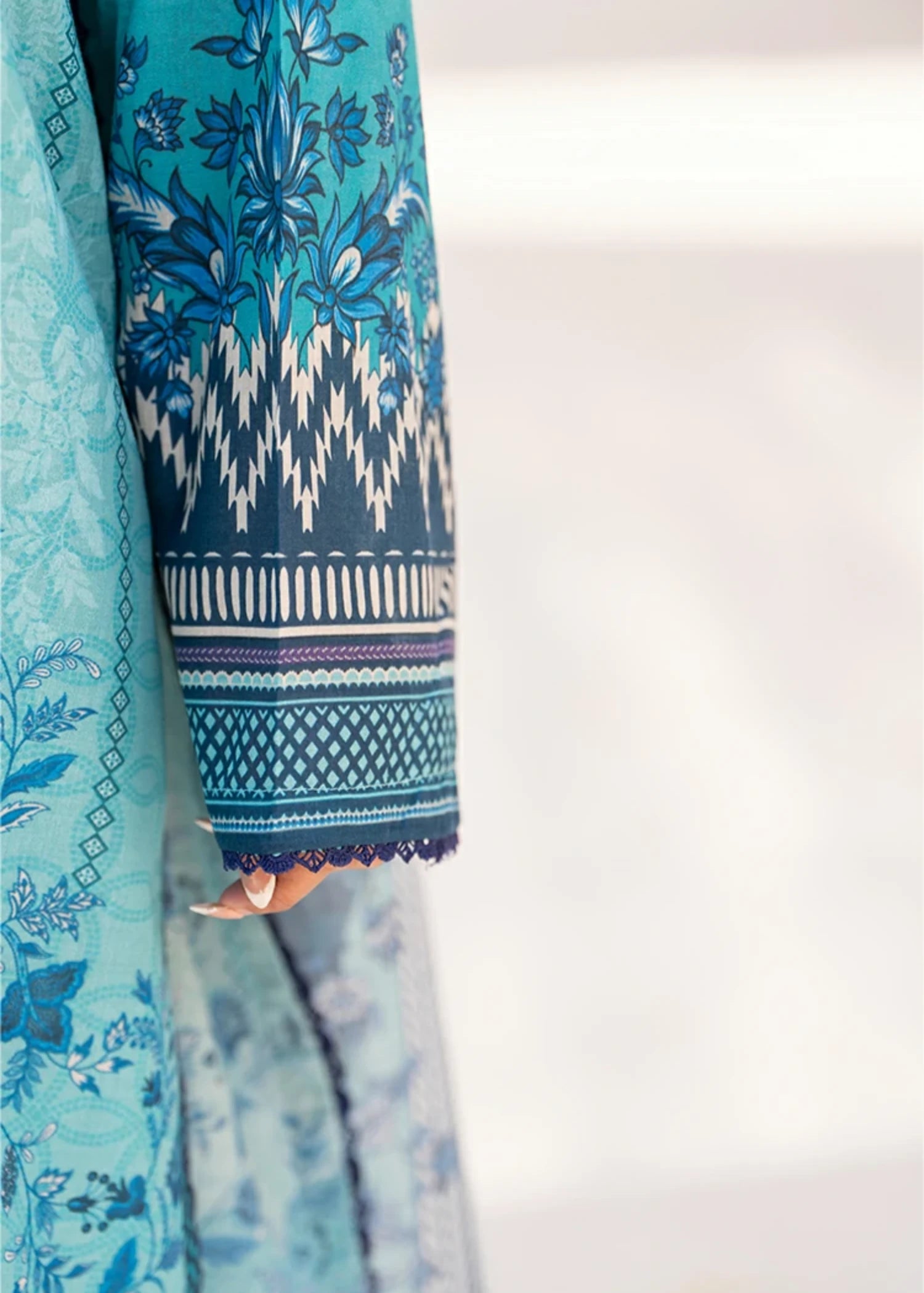 lawn Unstitched in Ocean blue