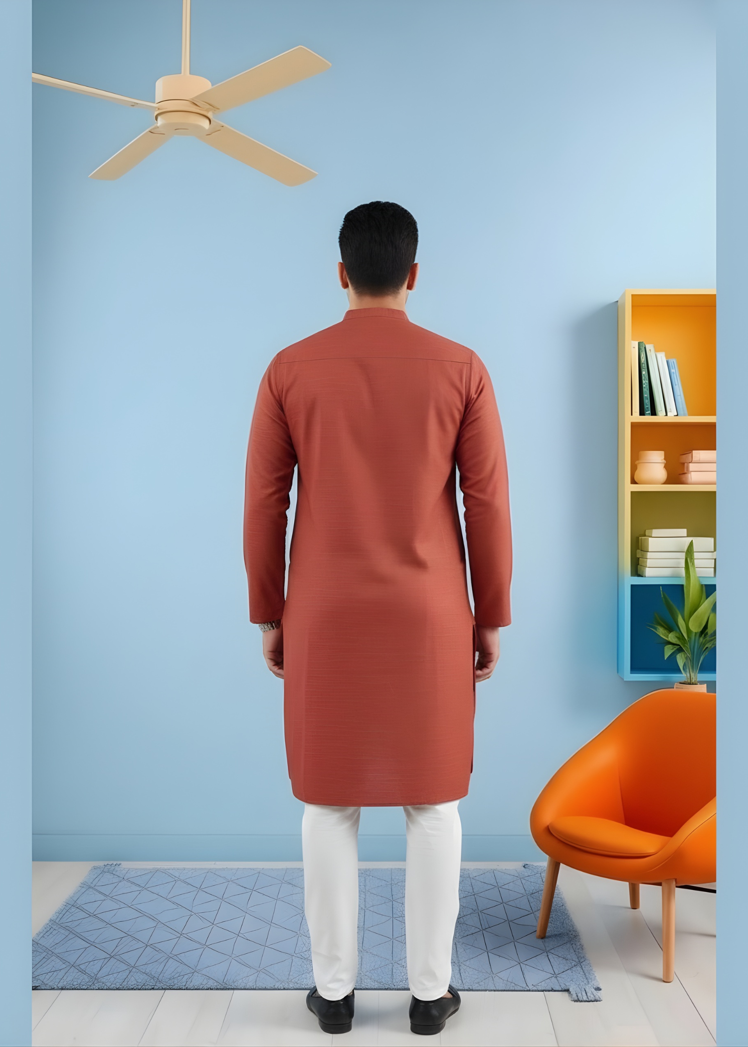 cotton linen Kurta in Rust orange