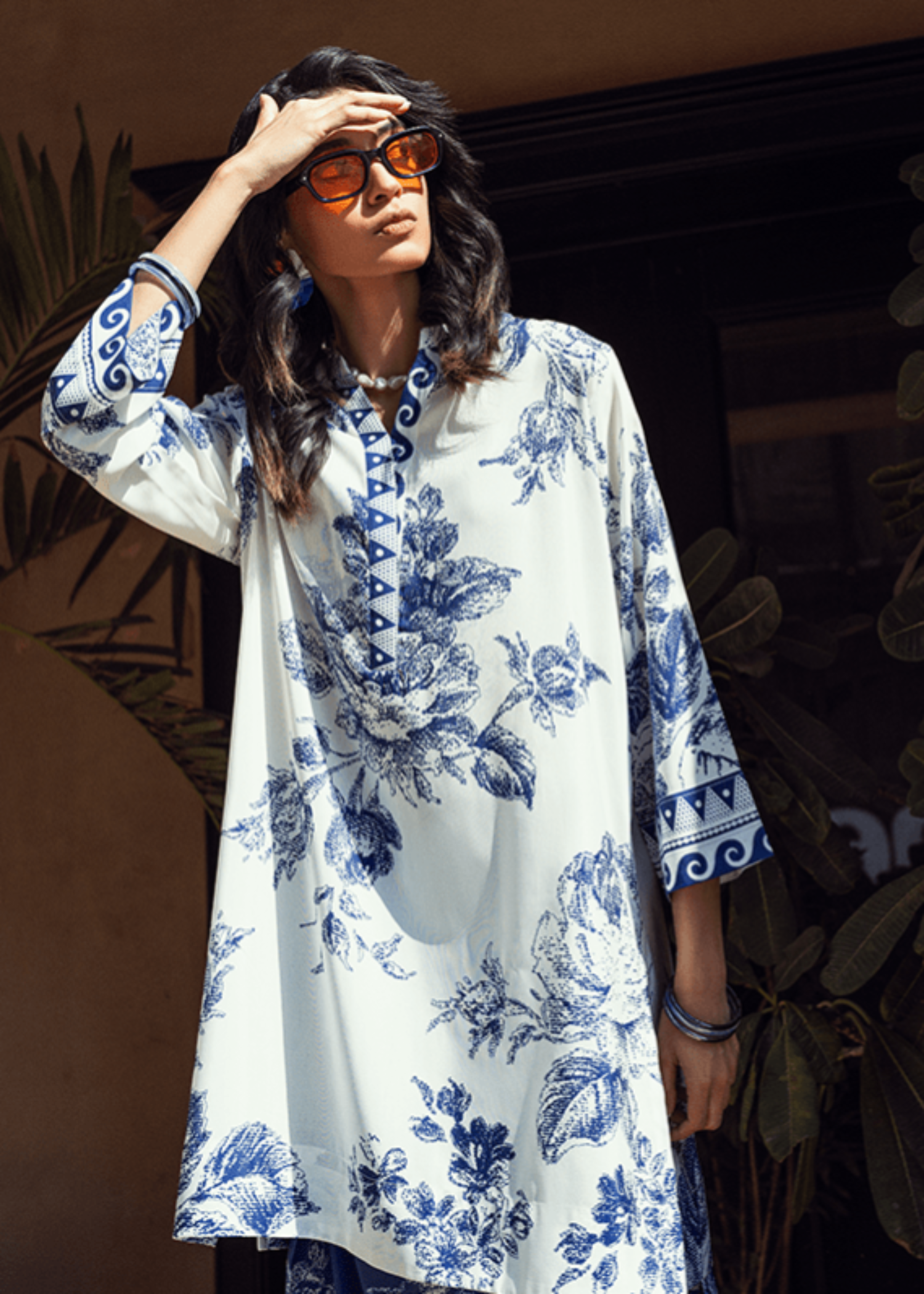 polycotton Kurta Set in Blue jay