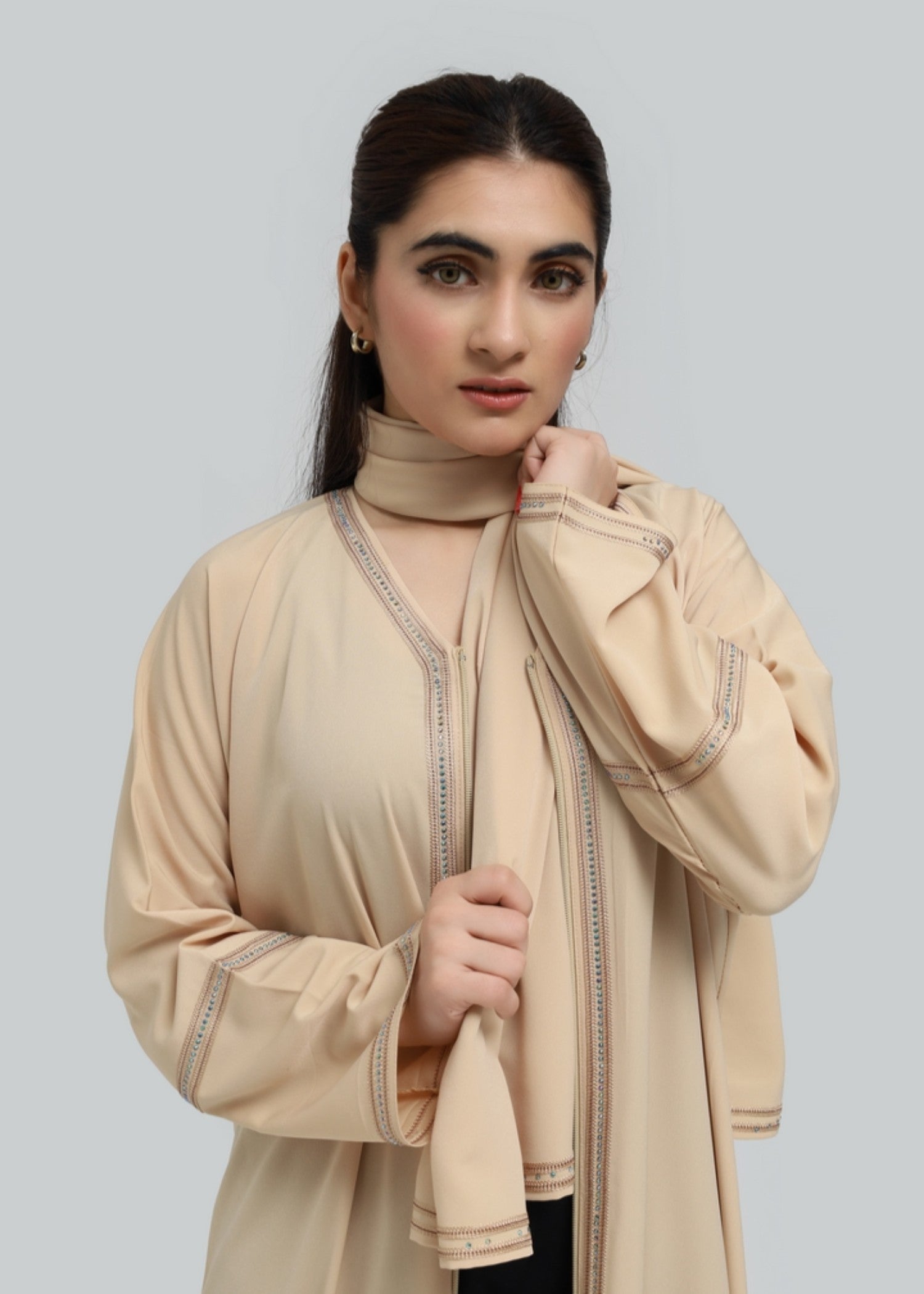 polyester Abaya in Wheat