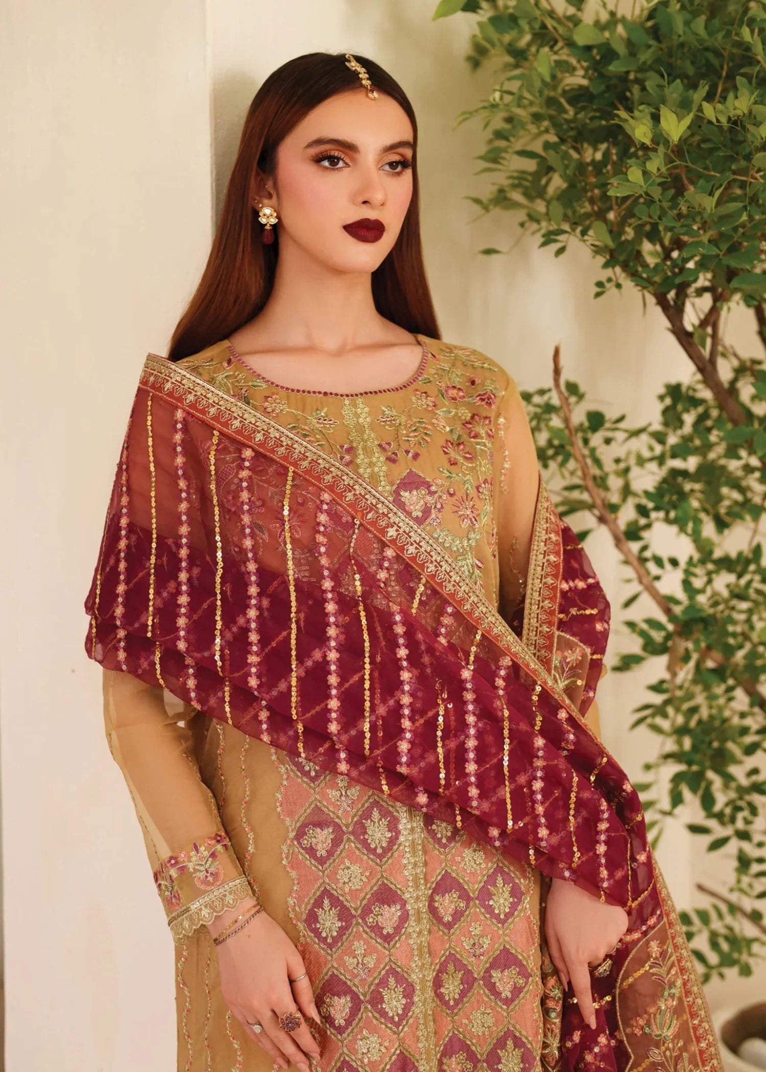 organza Kurta Set in Gold