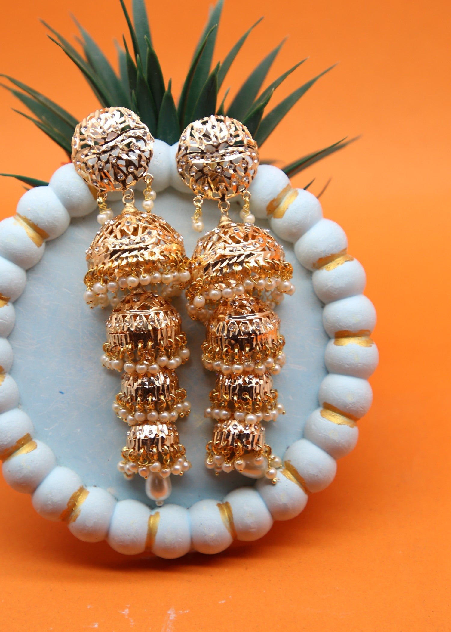 Earrings in Gold Color by - Trendy Women Earrings HBG6059