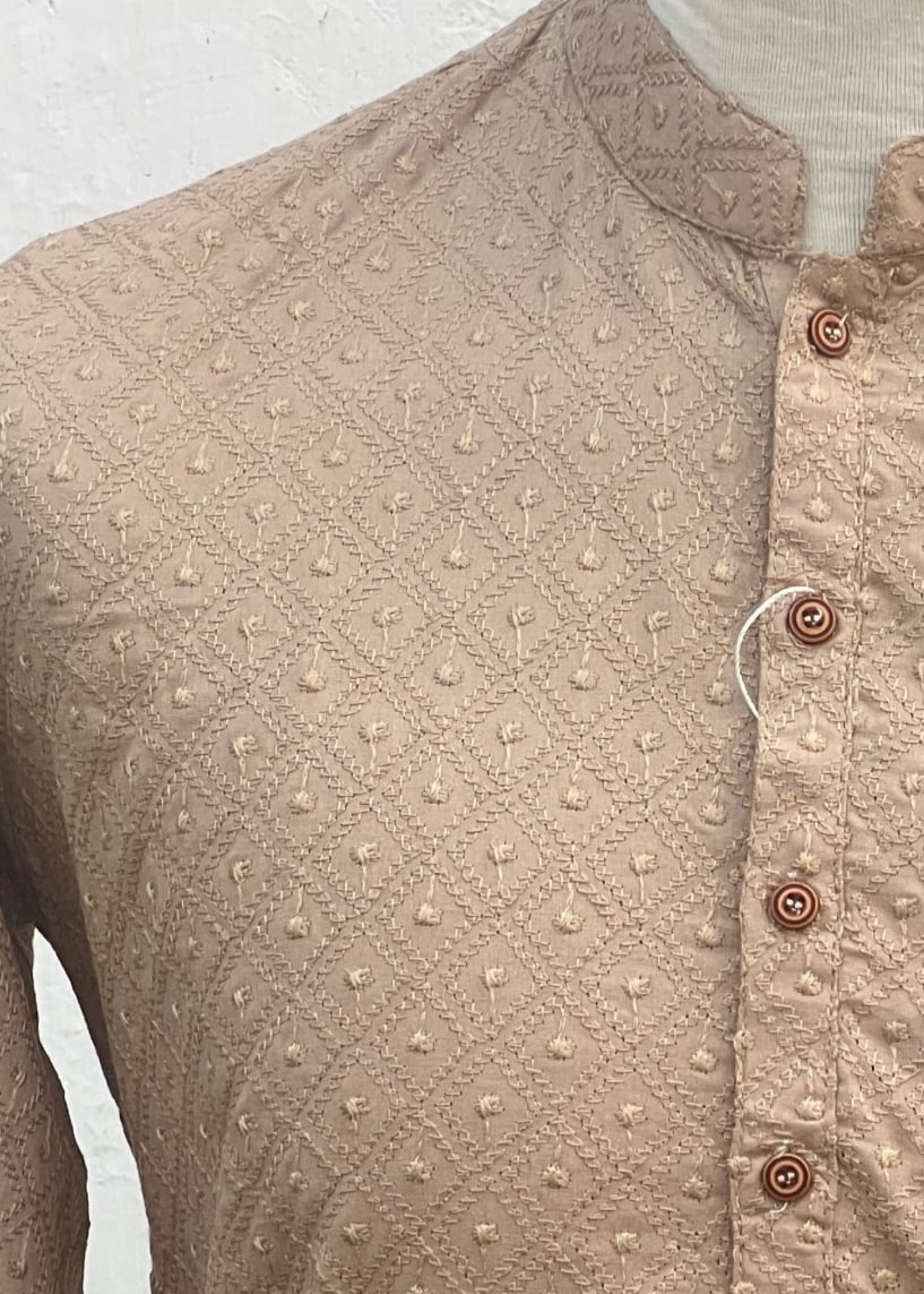 chikankari cotton Kurta in Camel brown