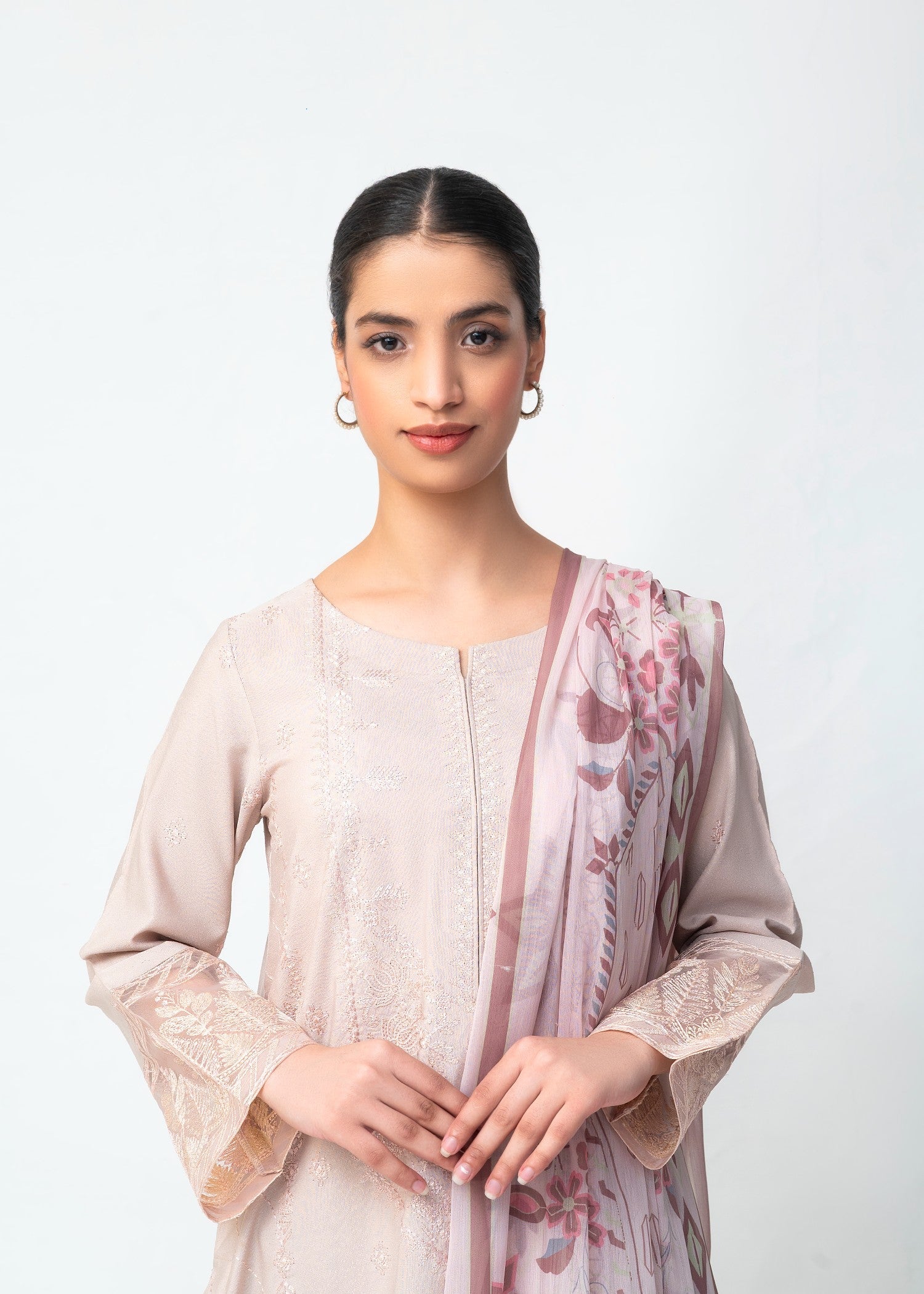 karandi Kurta Set in Indian pink