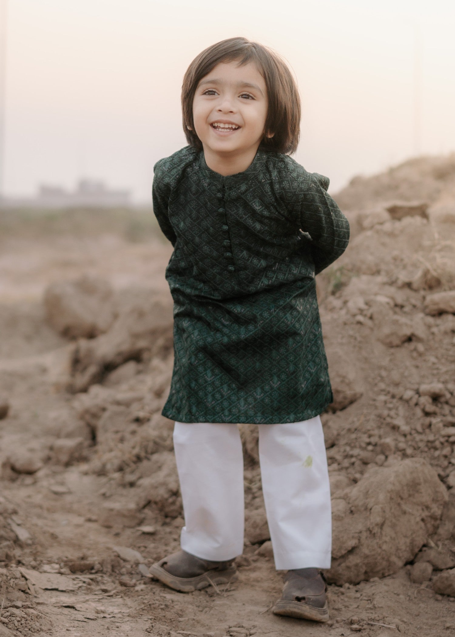 masuri Kurta in Bottle green