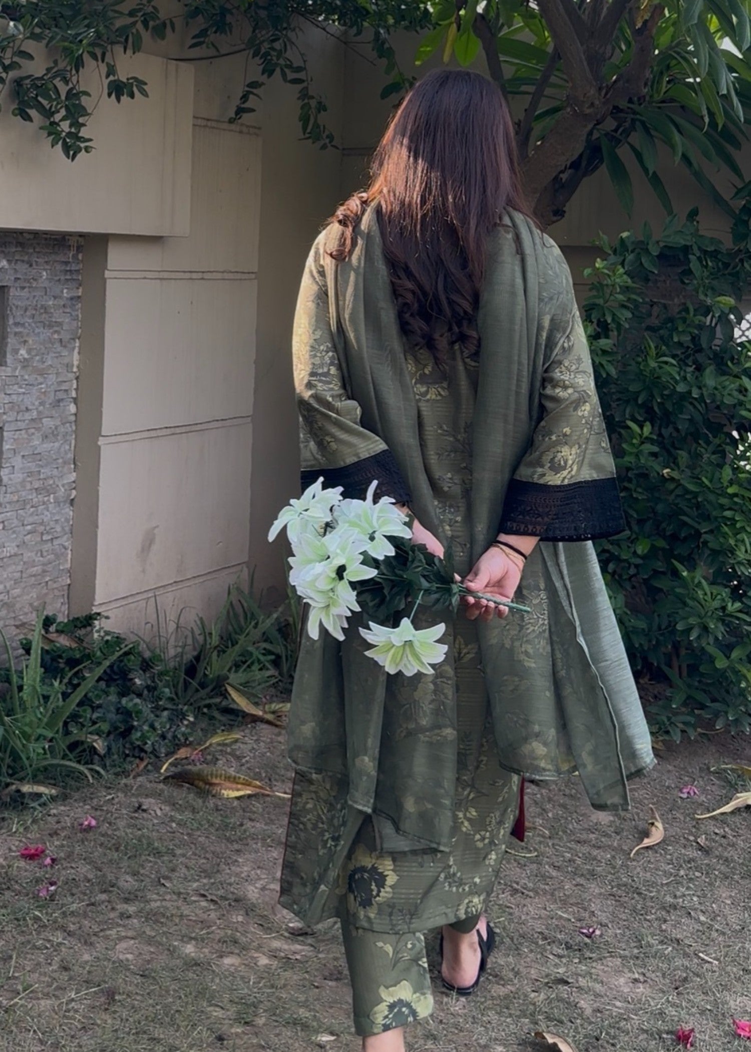 cotton Kurta Set in Fern green
