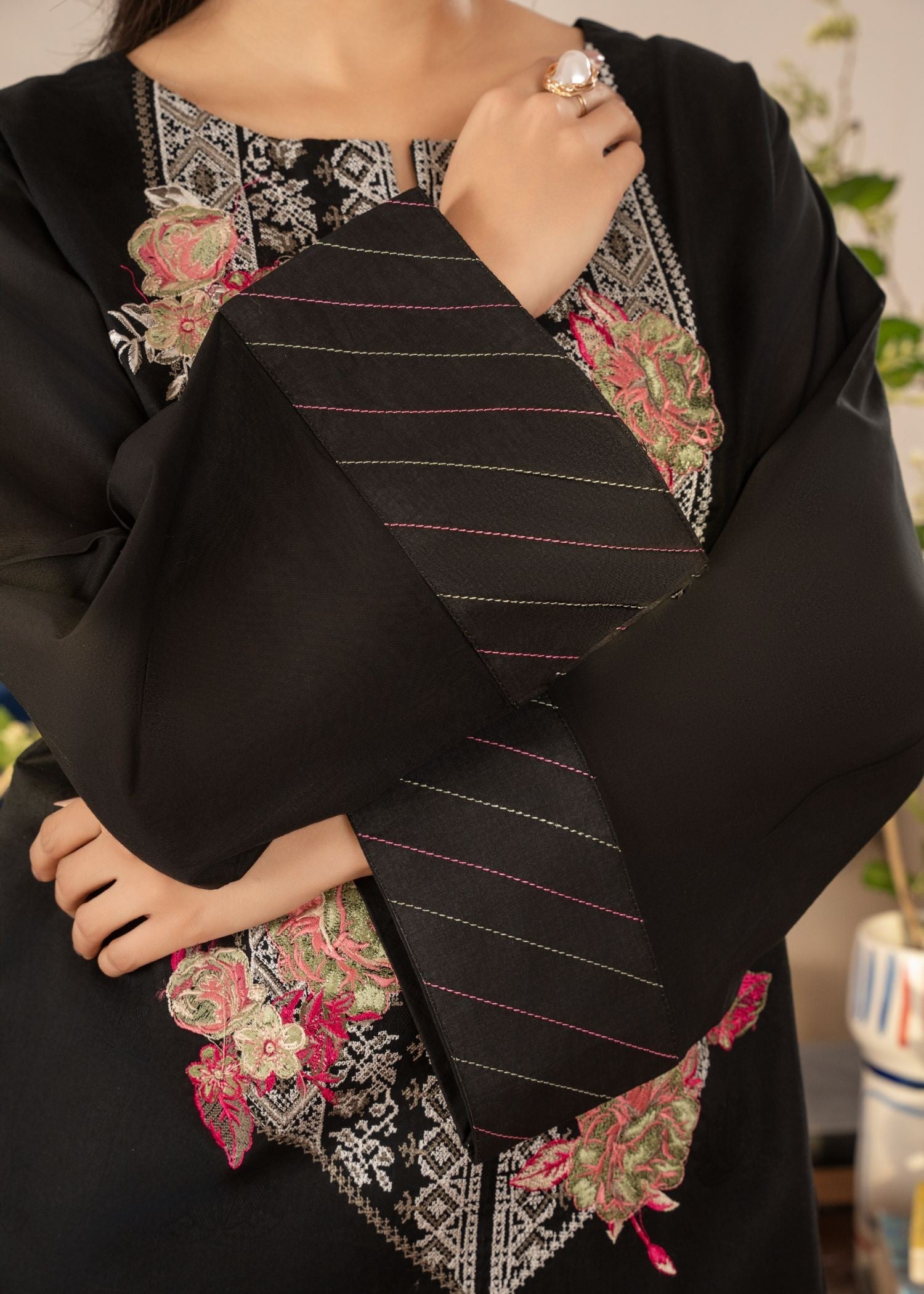 lawn Kurti in Black