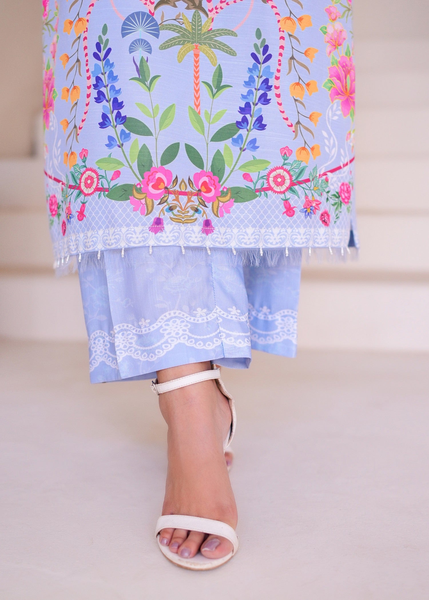 lawn Kurta Set in Ice blue