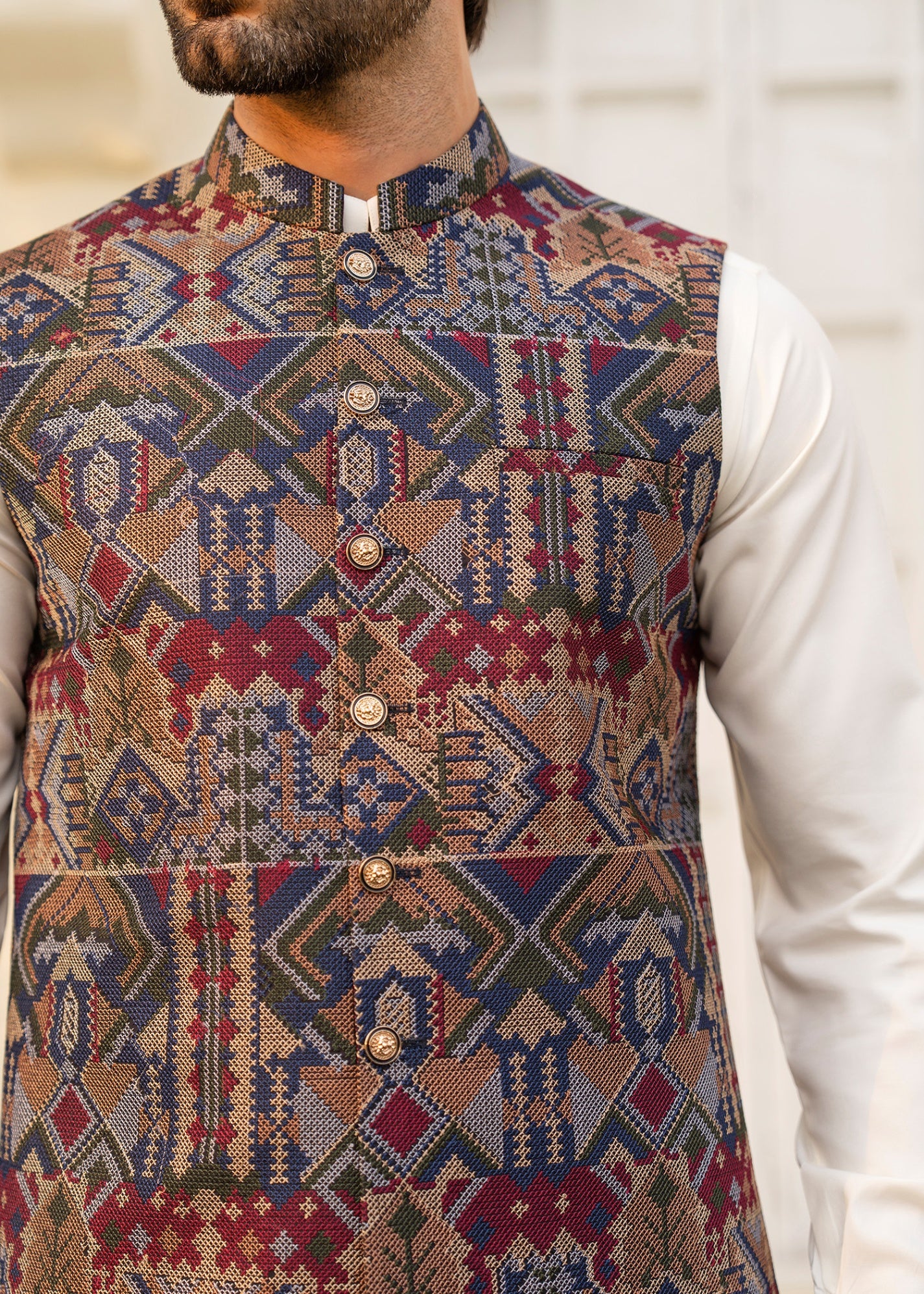 blended kattan silk Waistcoat in Multi