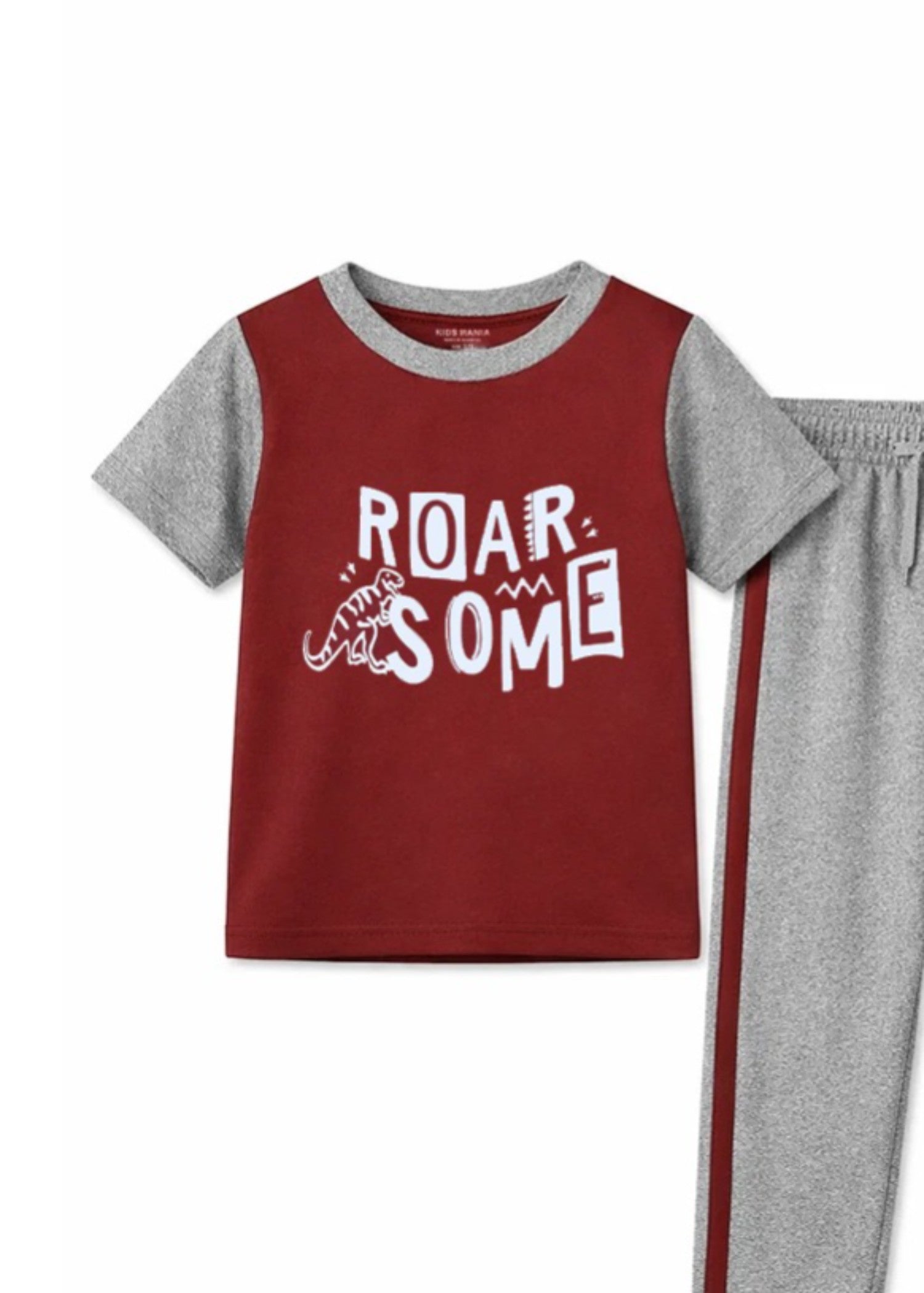 cotton Tracksuit in Maroon, light grey
