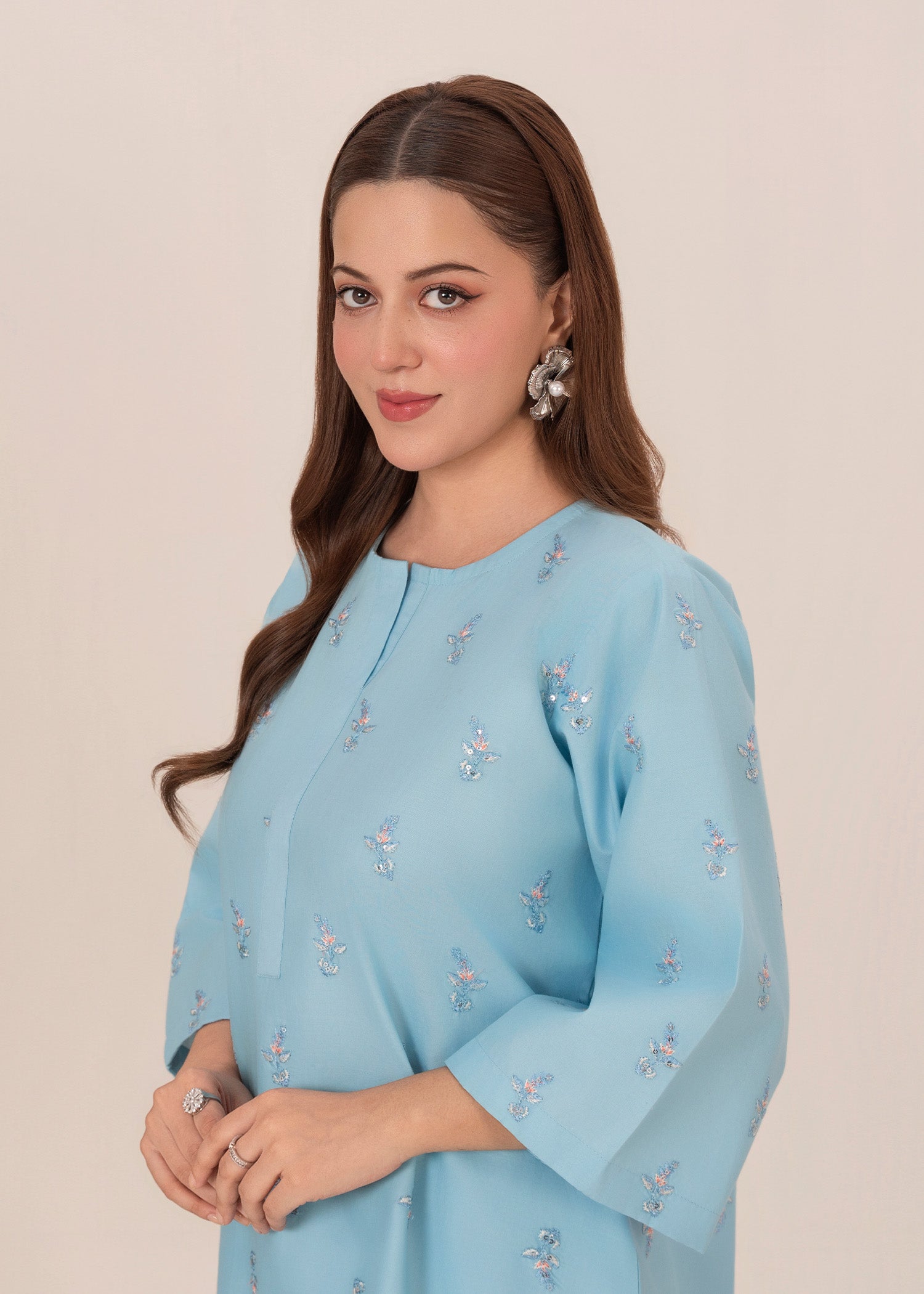 lawn Kurti in Powder blue