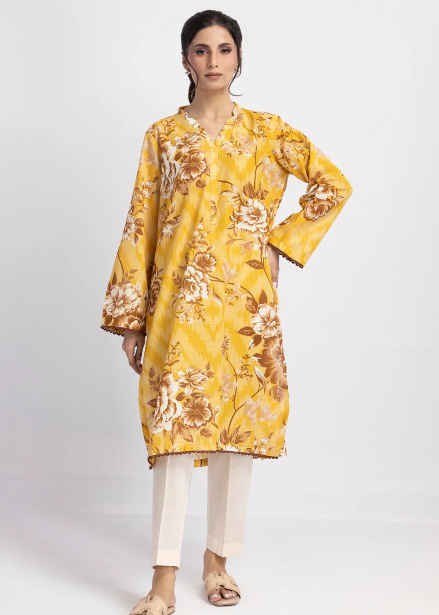 khaddar Kurti in Mellow yellow