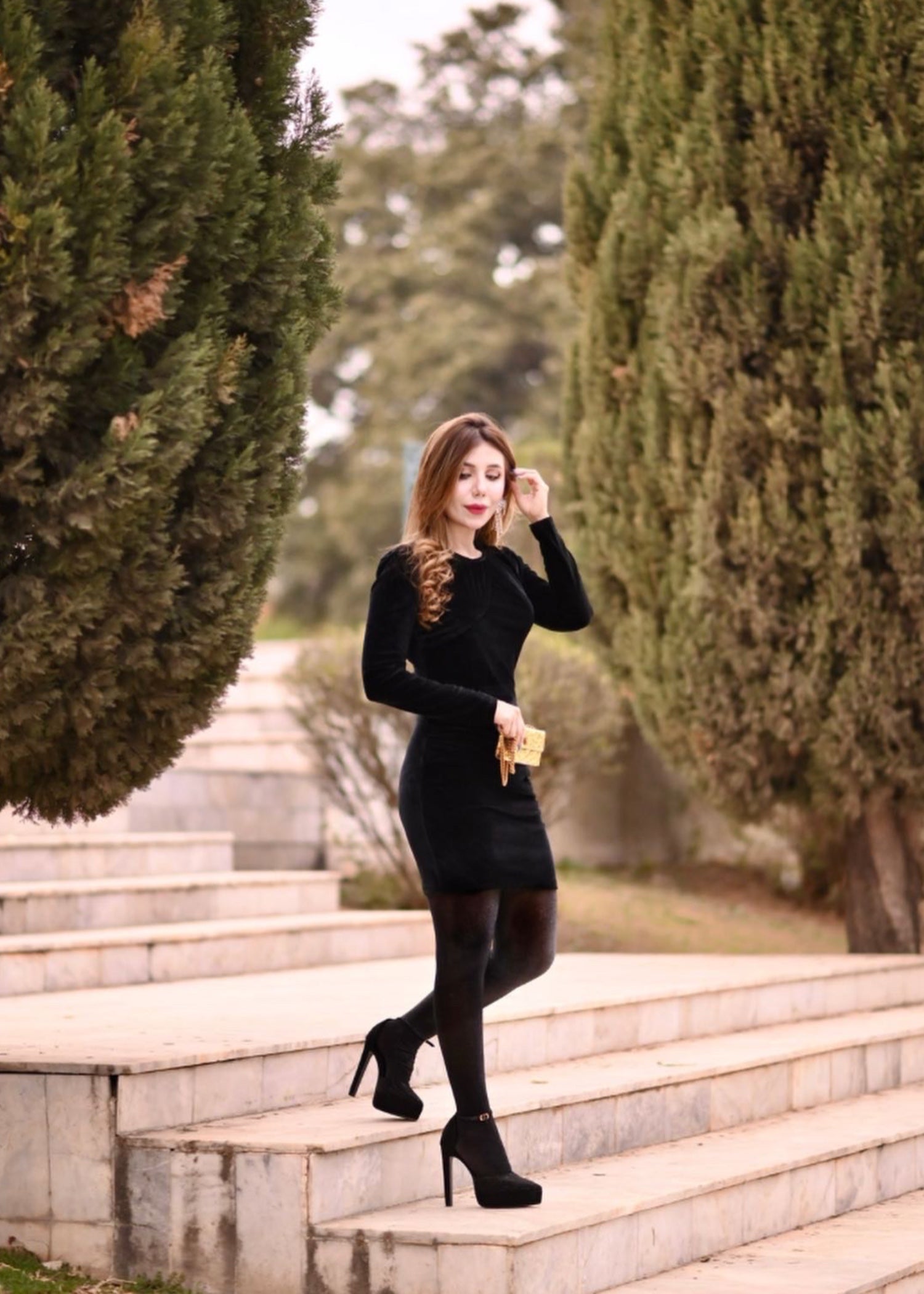 chinese micro velvet 9000 Dress in Black