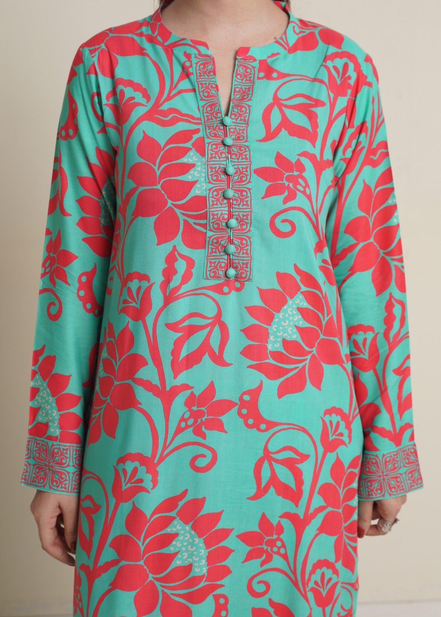 linen Unstitched in Dark cyan