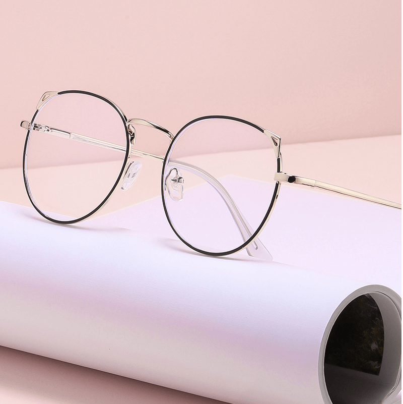 Stylish Women's Anti-Blue Light White Flat Mirror Glasses for Eye Protection