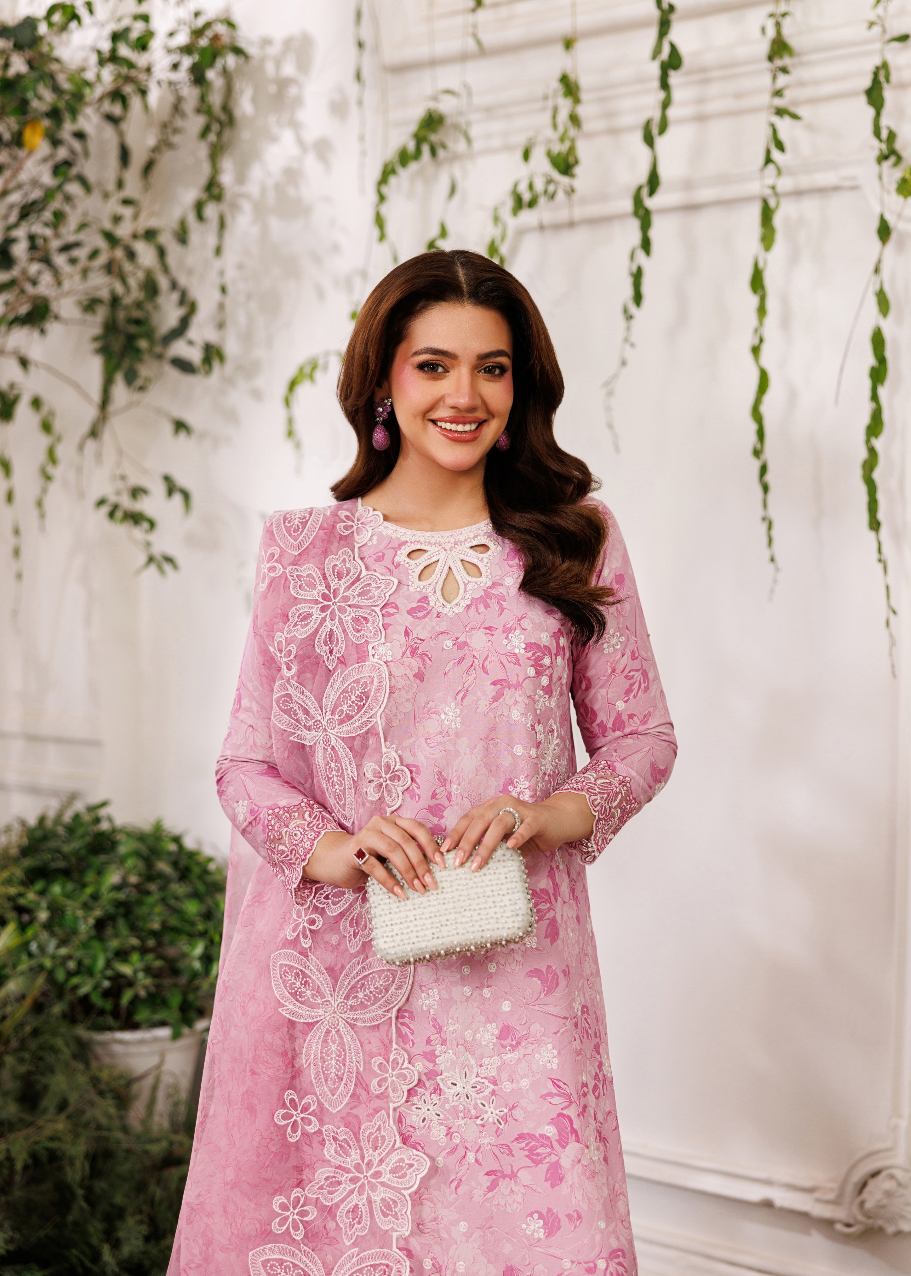 poly organza Kurta Set in Pink