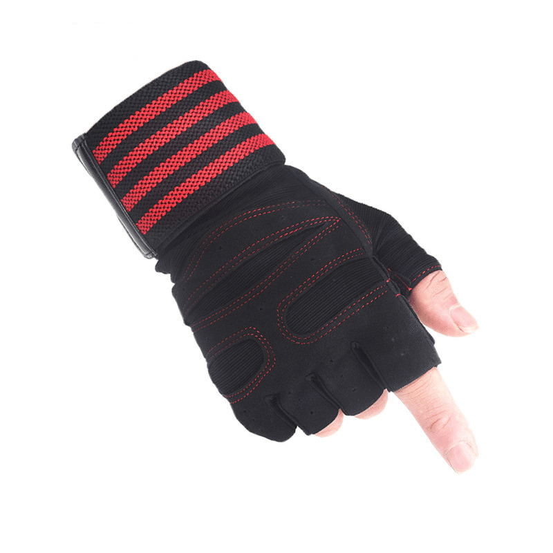 Ribbon Compression Wristband Sports Non-Slip Half-Finger Gloves
