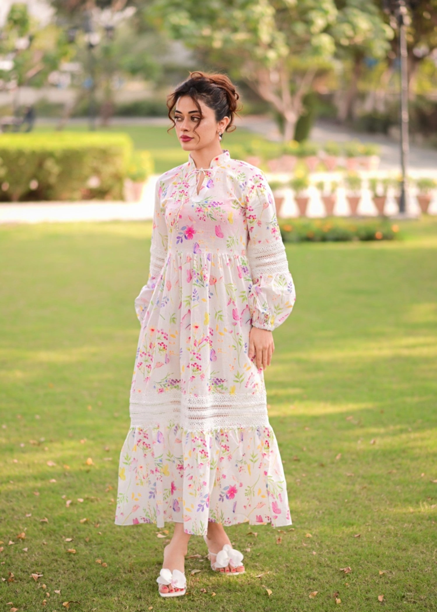 lawn cotton Maxi in White