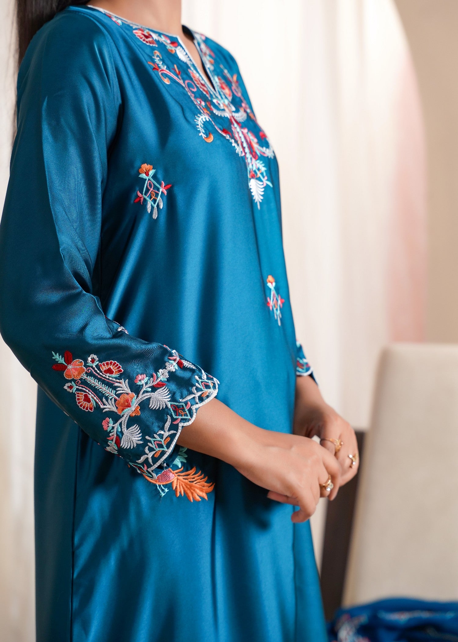 silk Kaftan in Sapphire blue