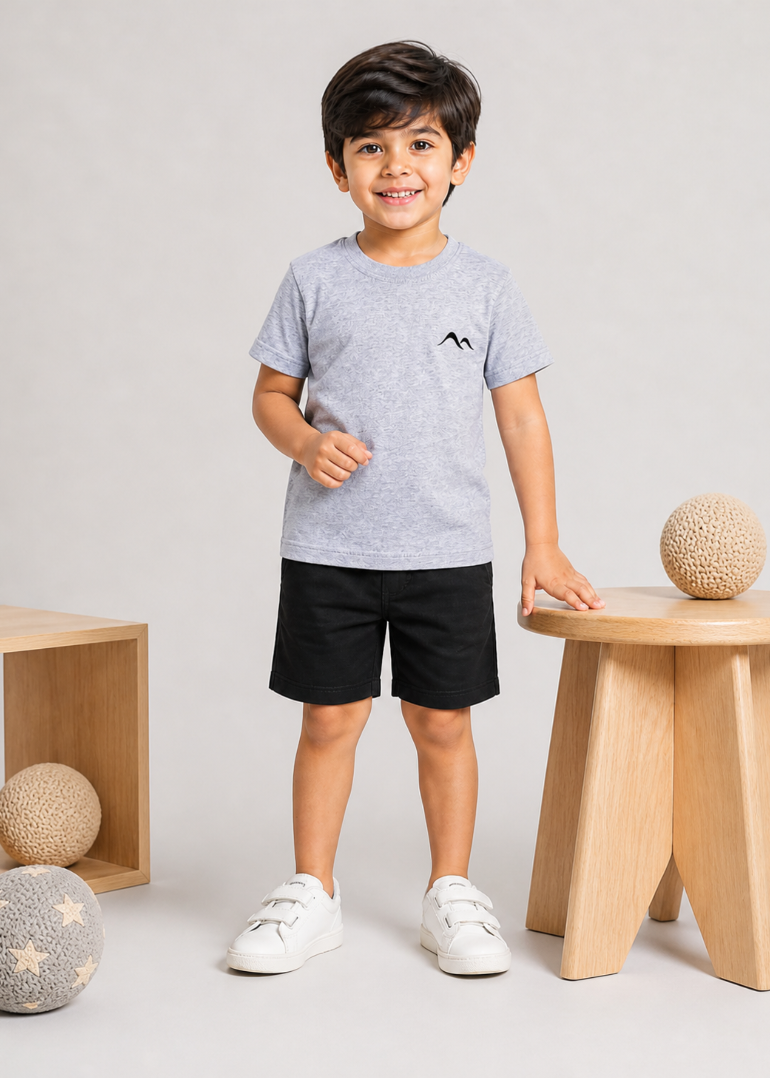melange jersey knit T Shirt in Pastel grey