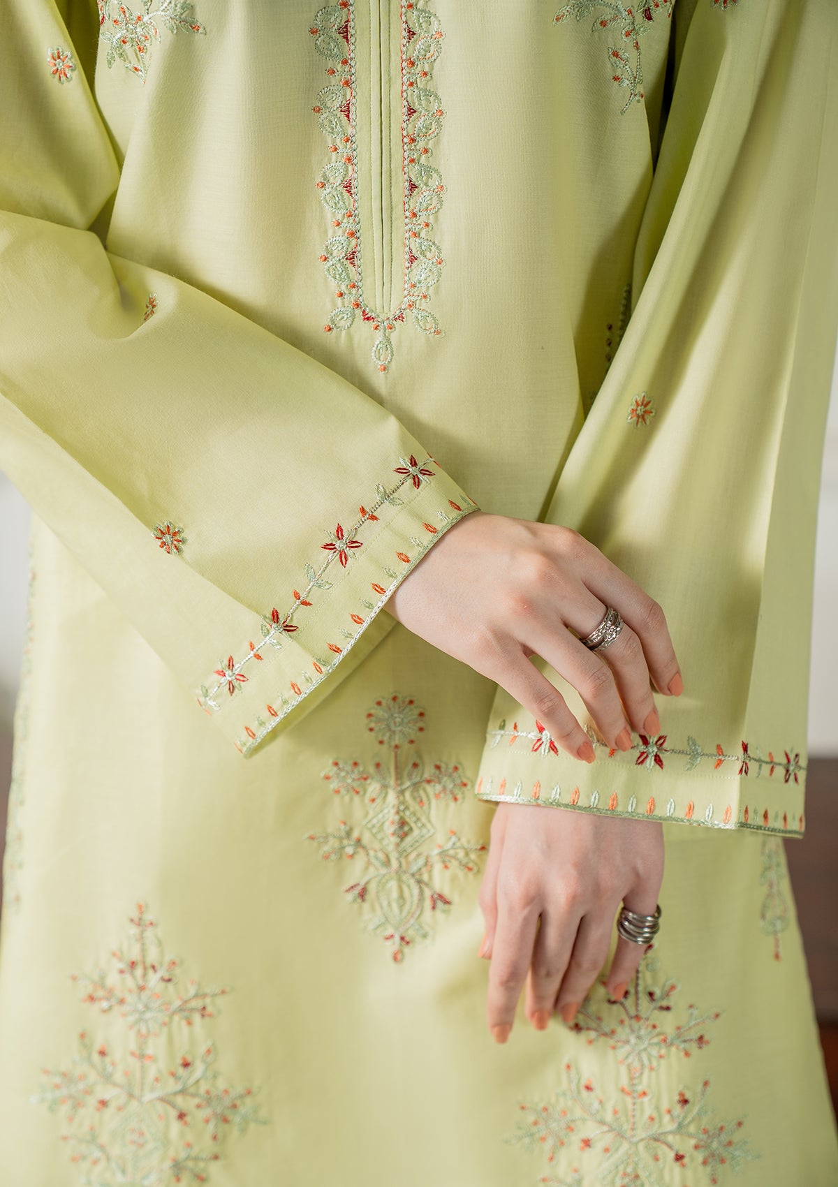 cotton Kurta Set in Pistachio green