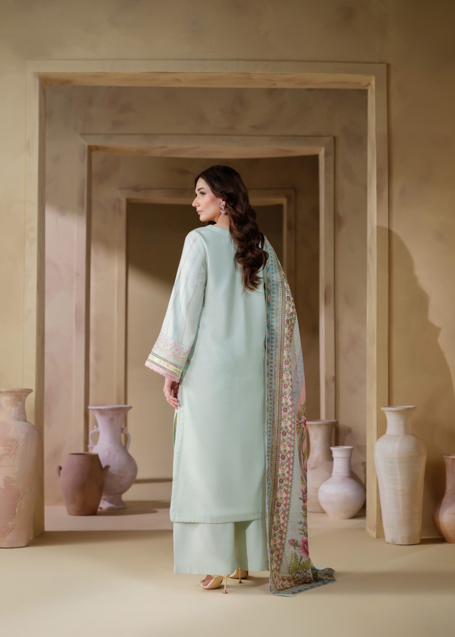cambric cotton Kurta Set in Light blue