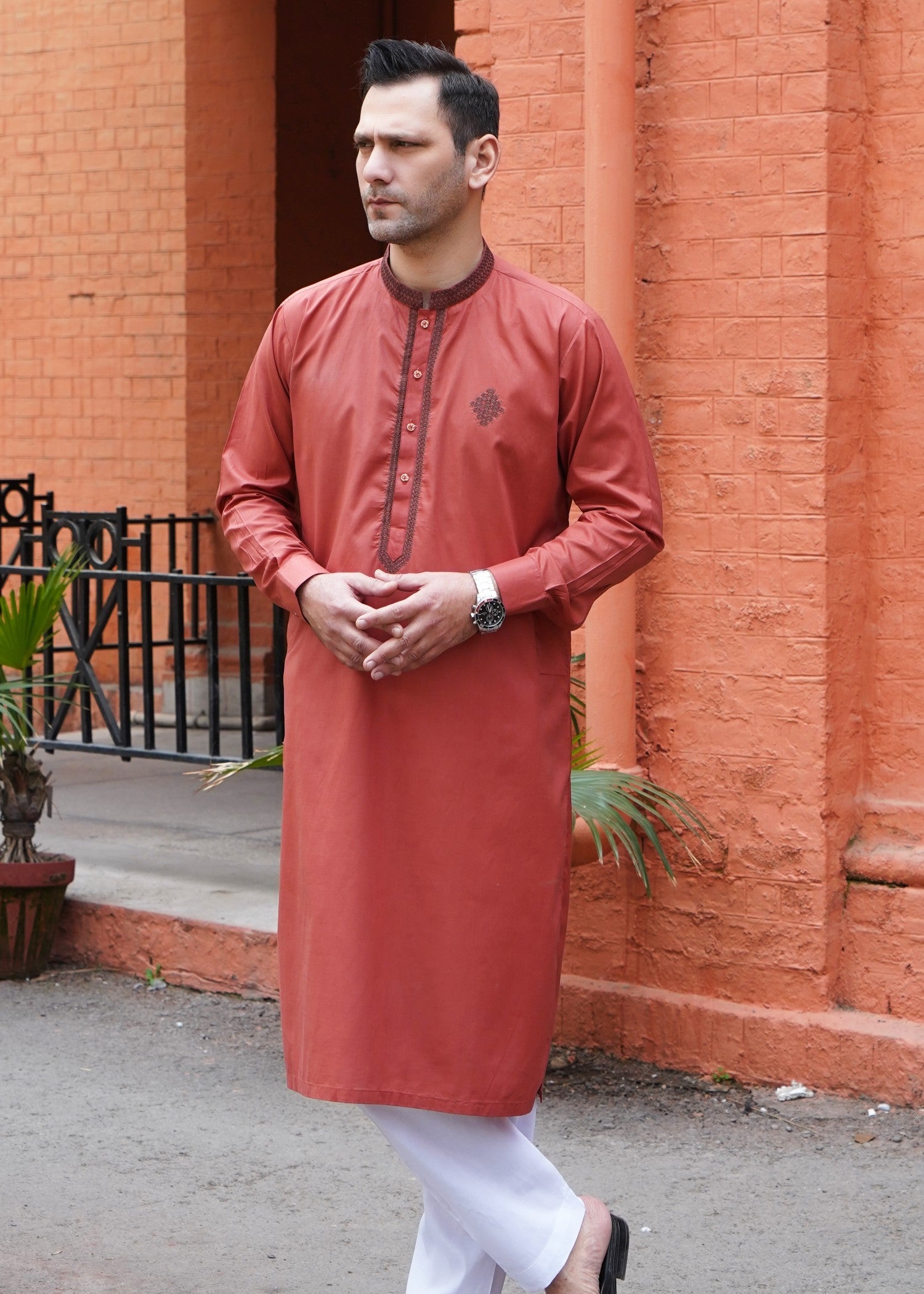 cotton viscose Unstitched in Cherry red