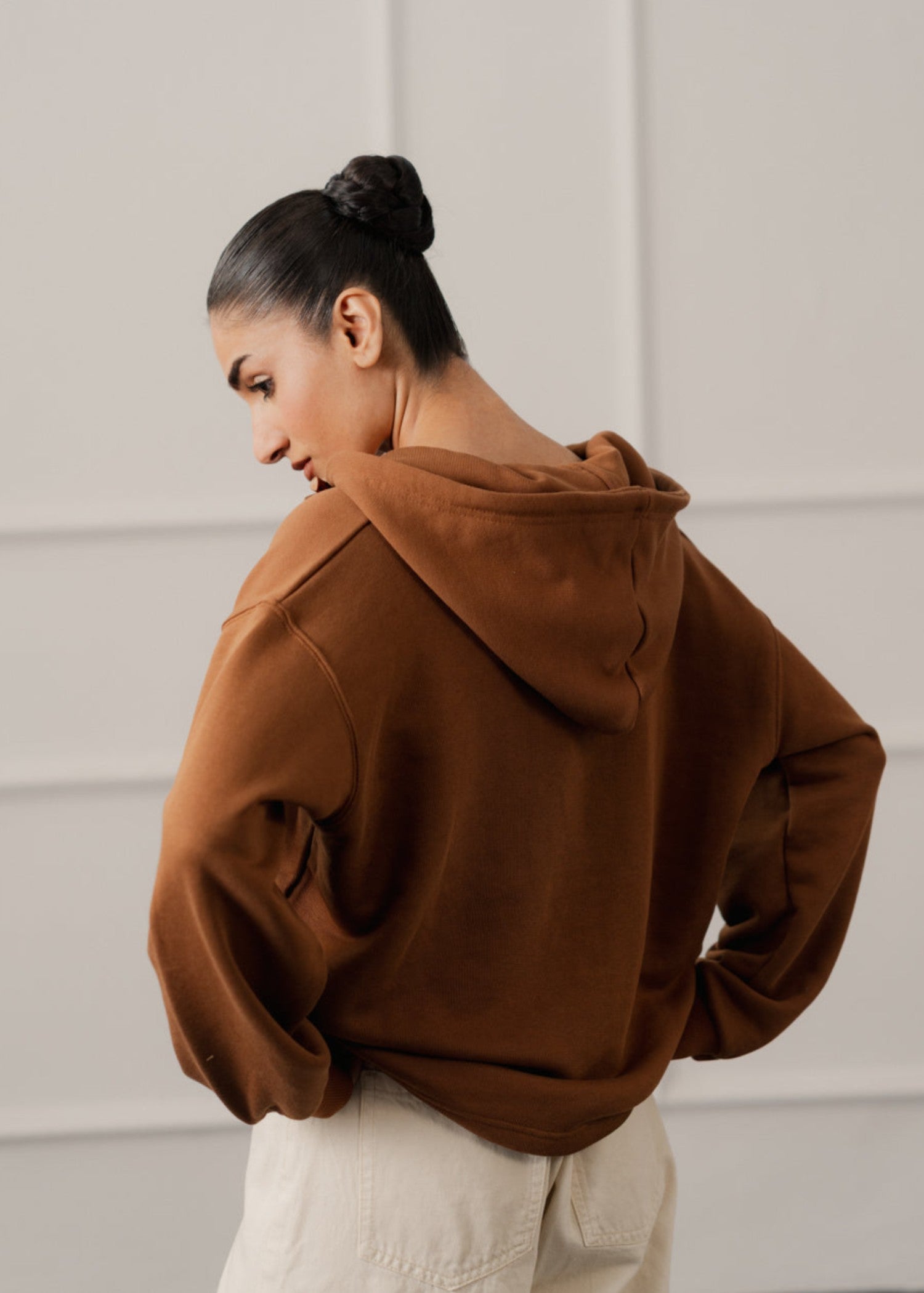 cotton Hoodie in Brown