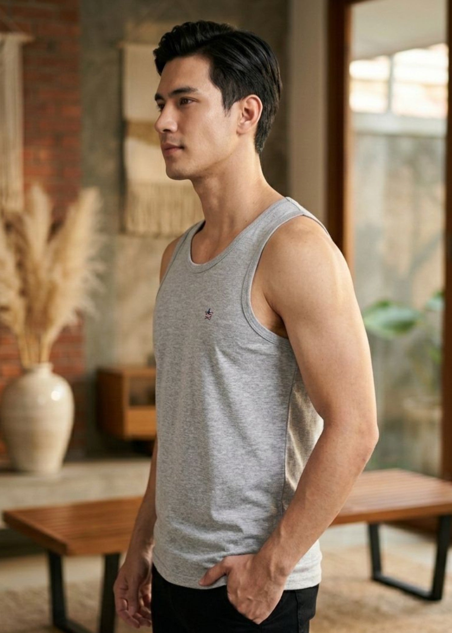 cotton Tank Top in Pastel grey