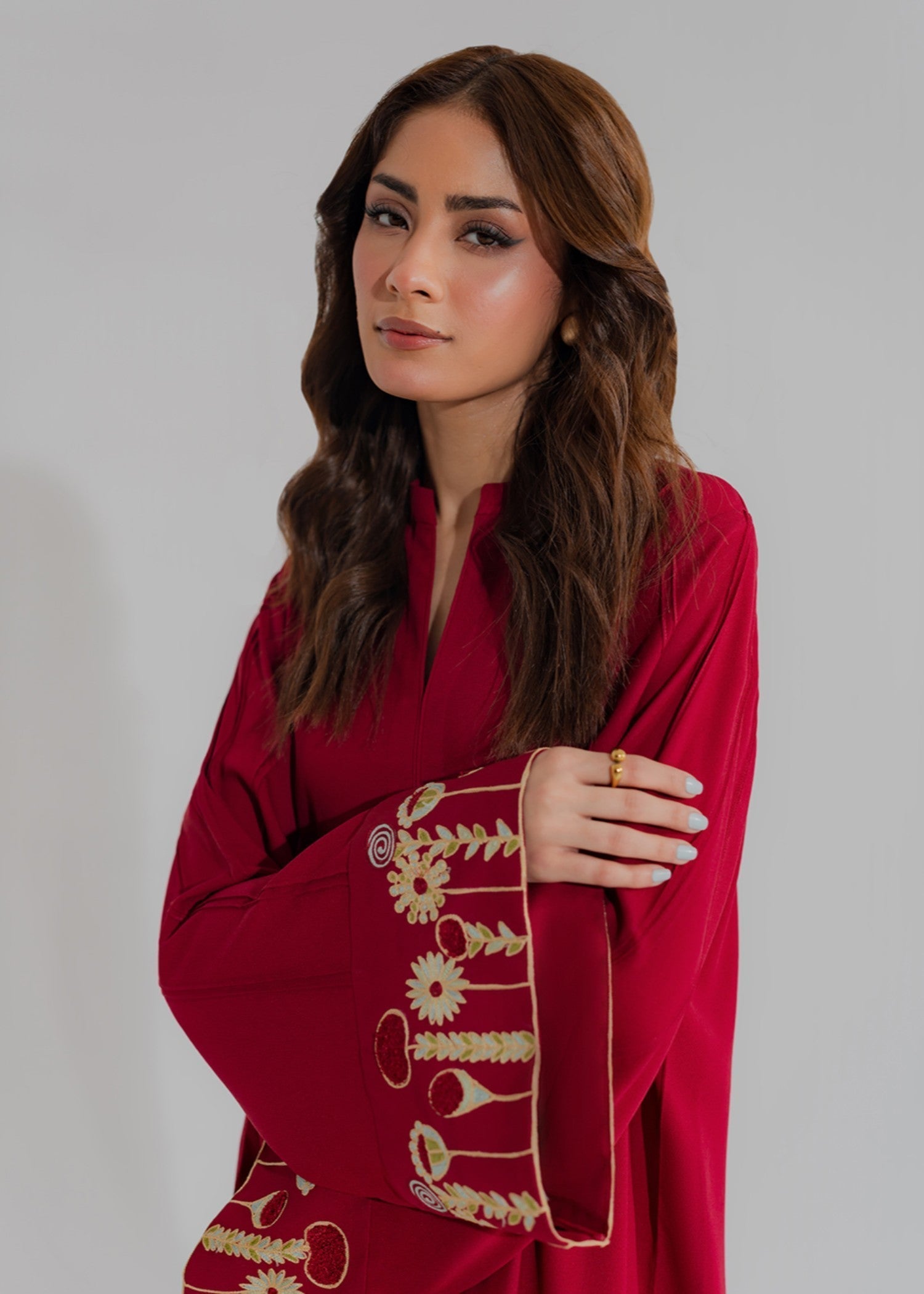 georgette Co ord Sets in Cherry red