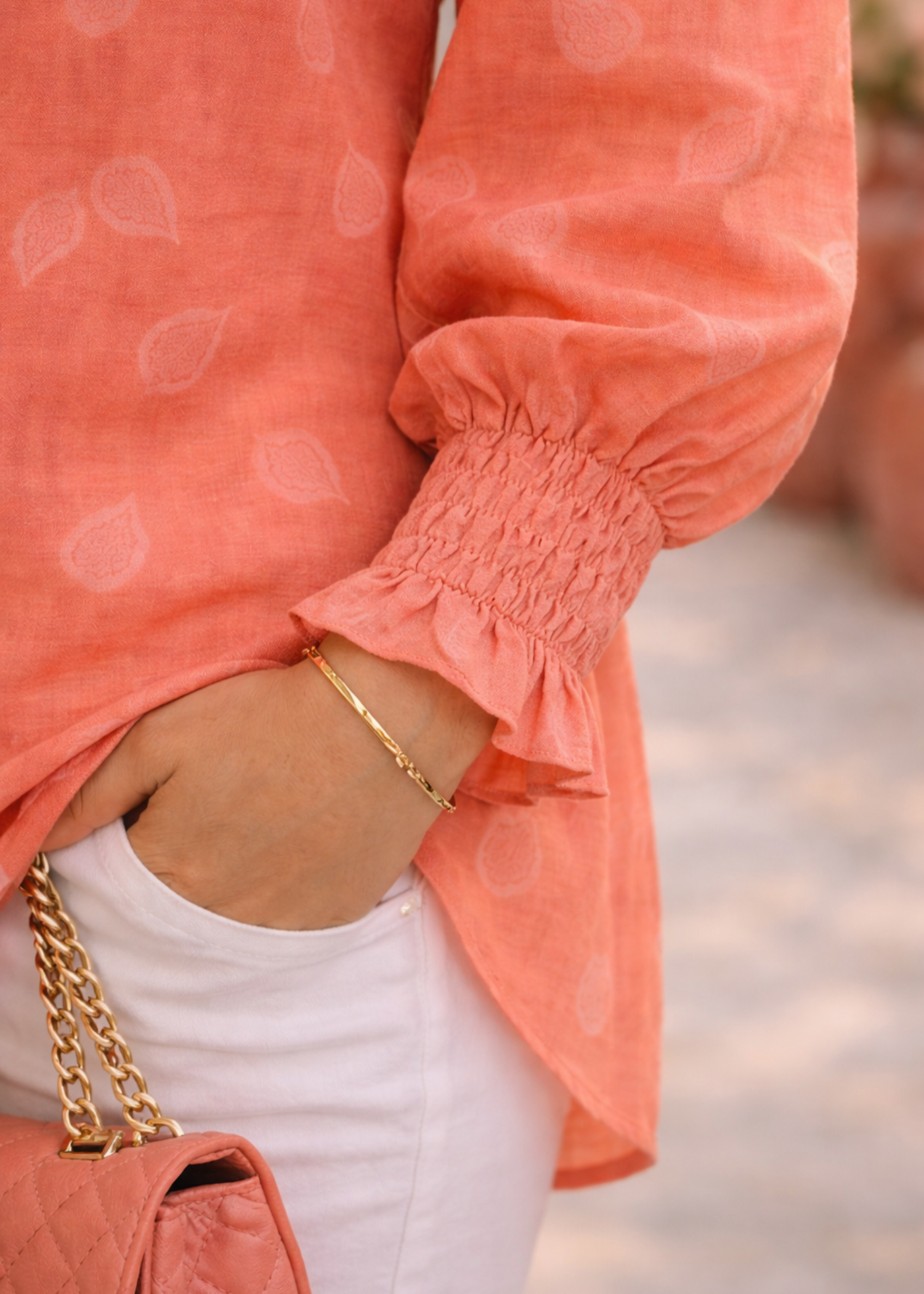 dobby Tunic in Apricot orange