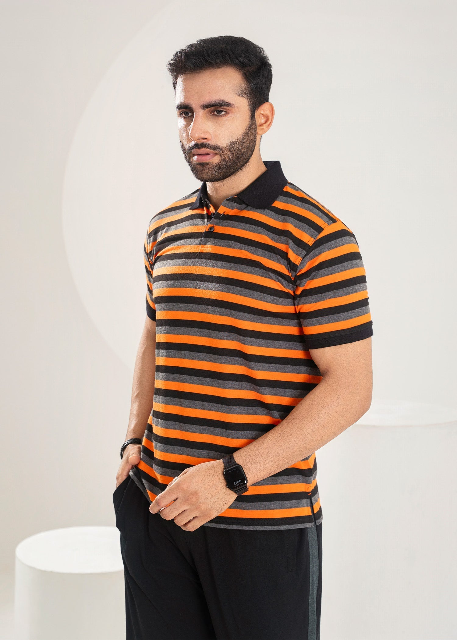 cotton Polo Shirt in Orange