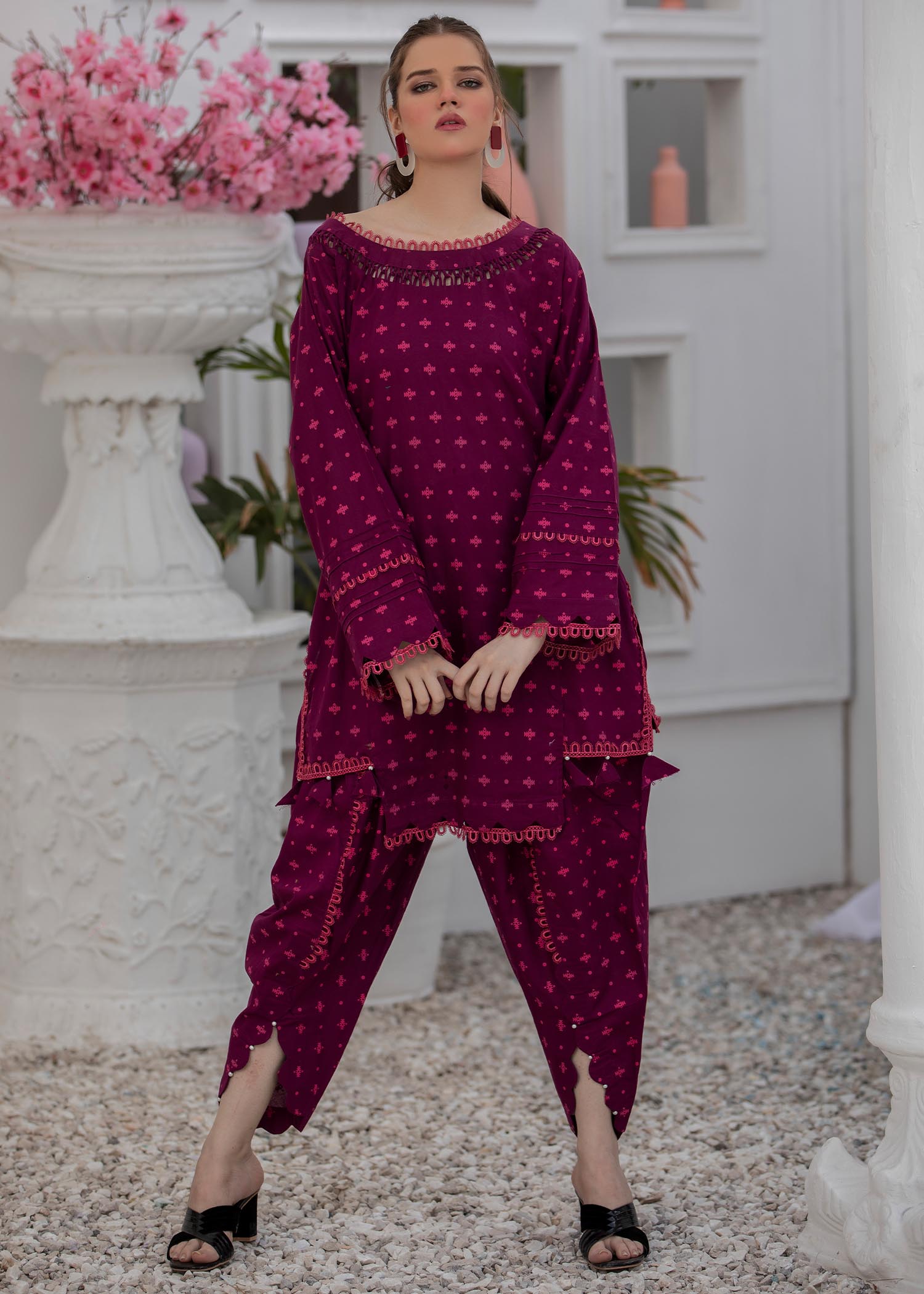 cotton Co Ord Sets in Magenta