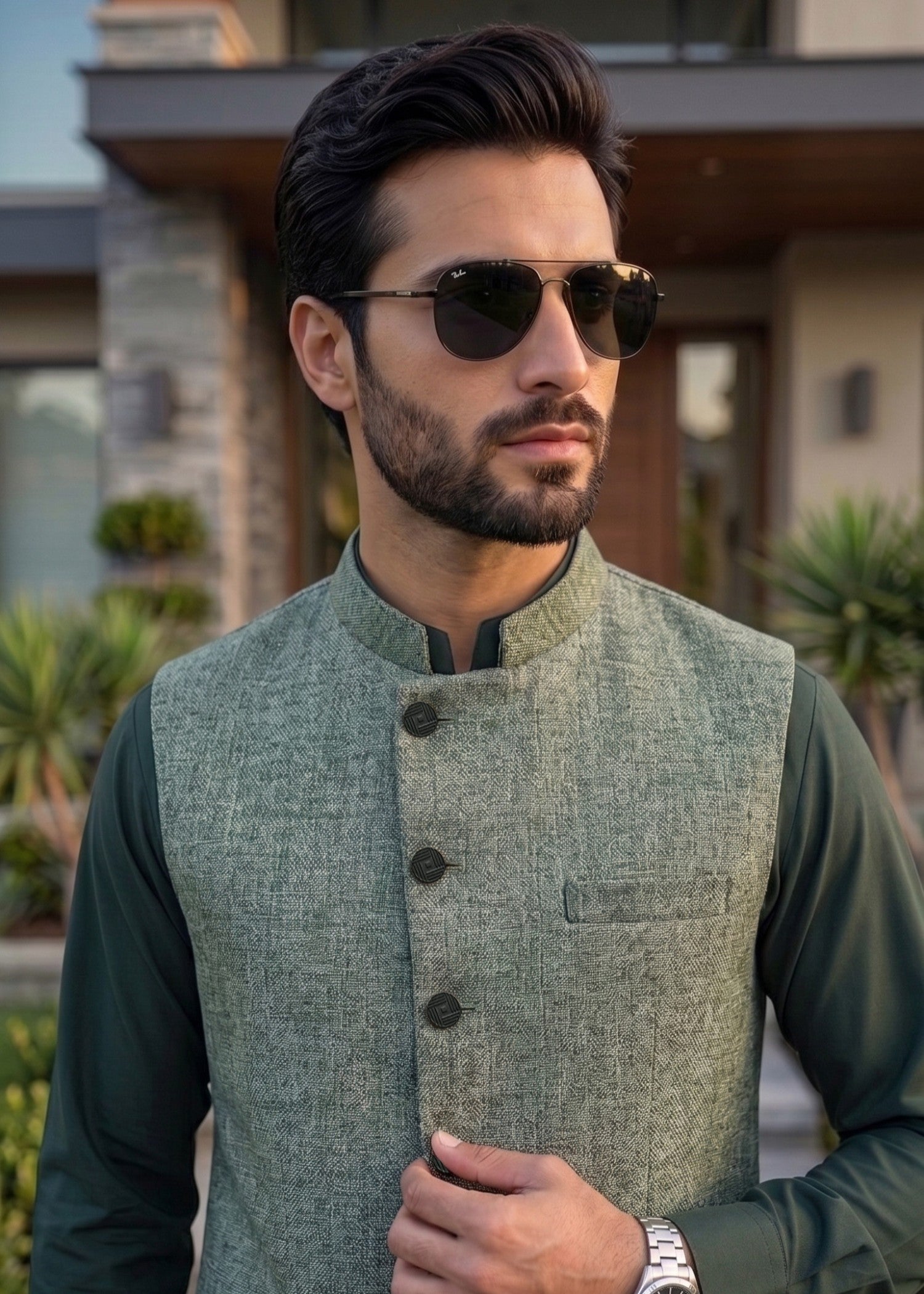 suiting Waistcoat in Bottle green