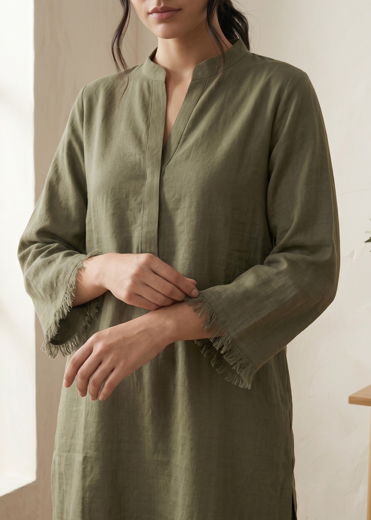 blended linen Co Ord Sets in Sage green