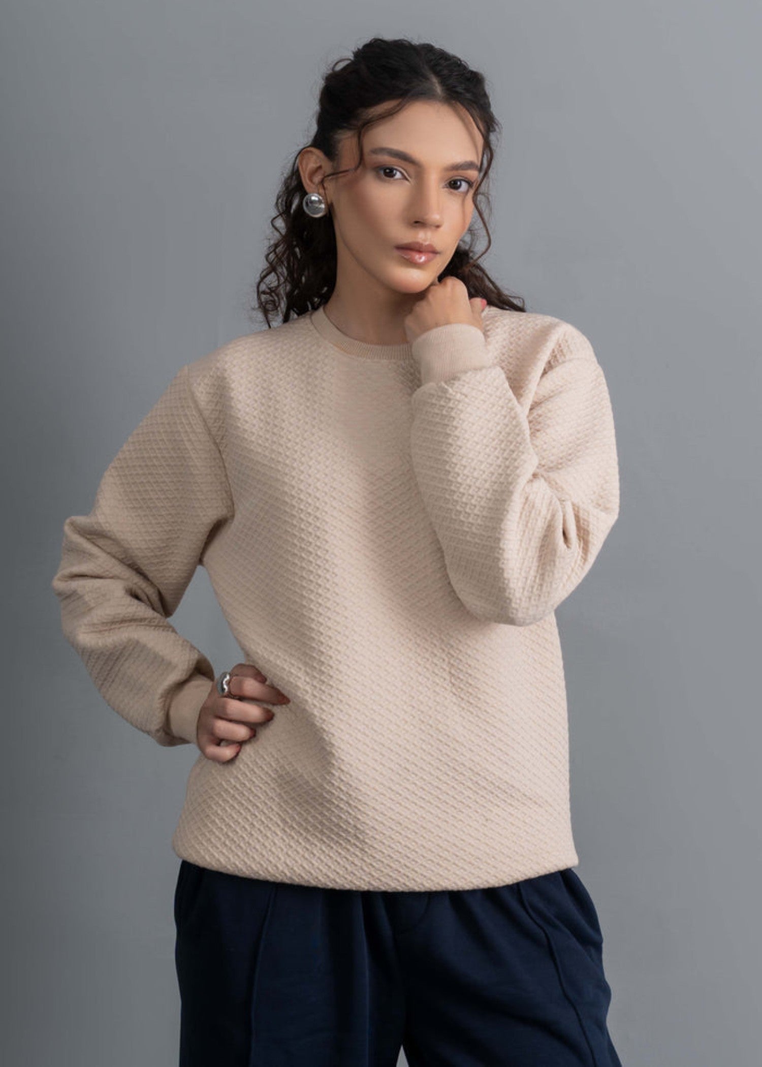 fleece Sweatshirt in Cream
