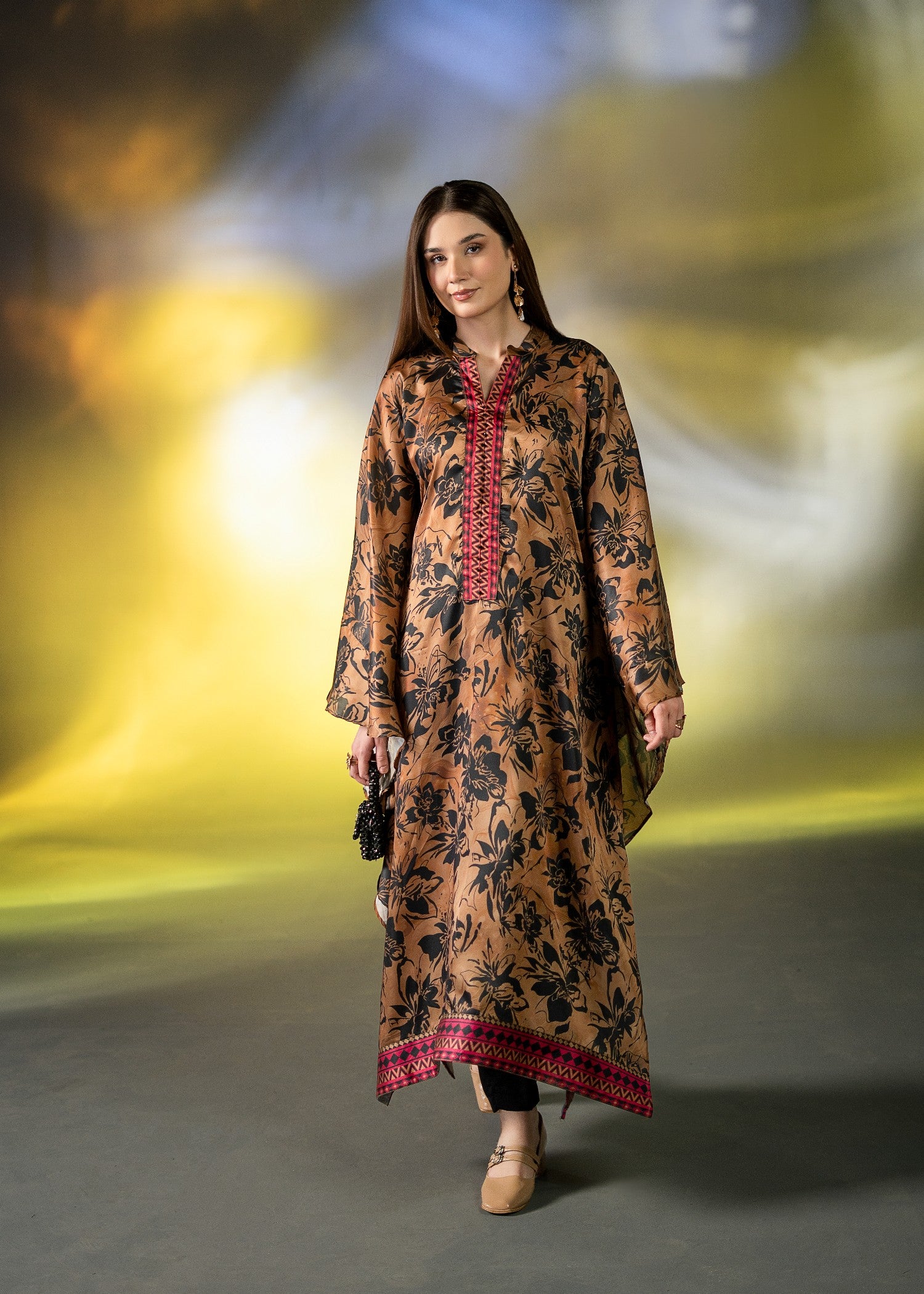 pk charmuse silk Kaftan in Cinnamon brown