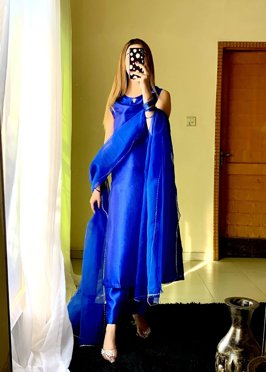 kattan silk Kurta Set in Blue