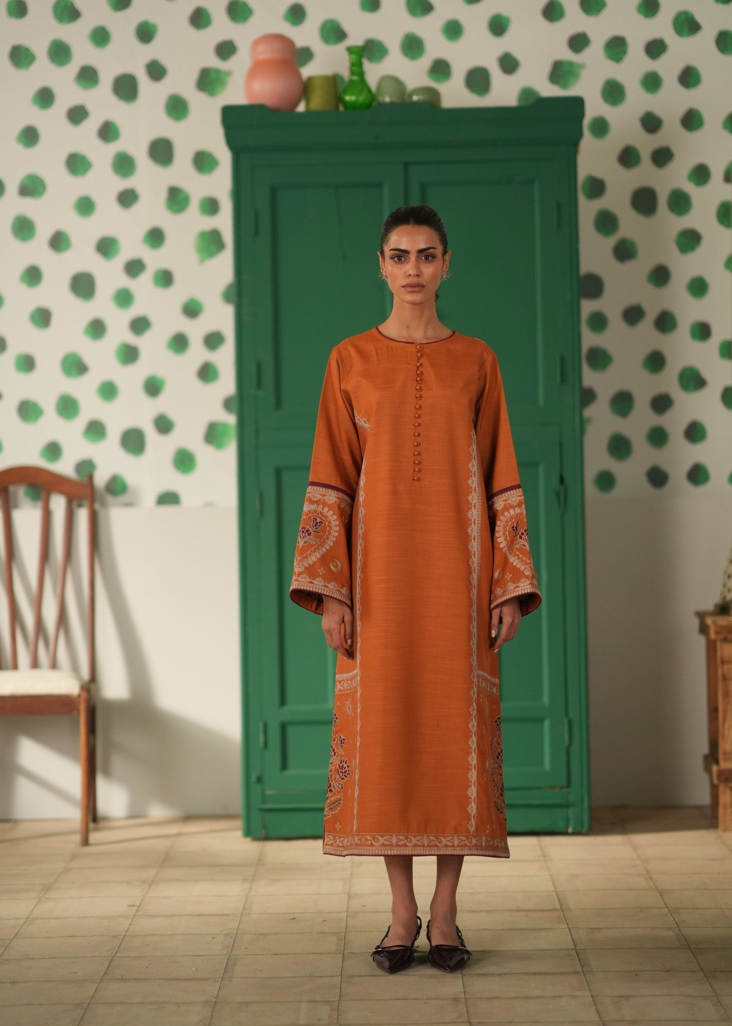 cotton Kurti in Rust orange