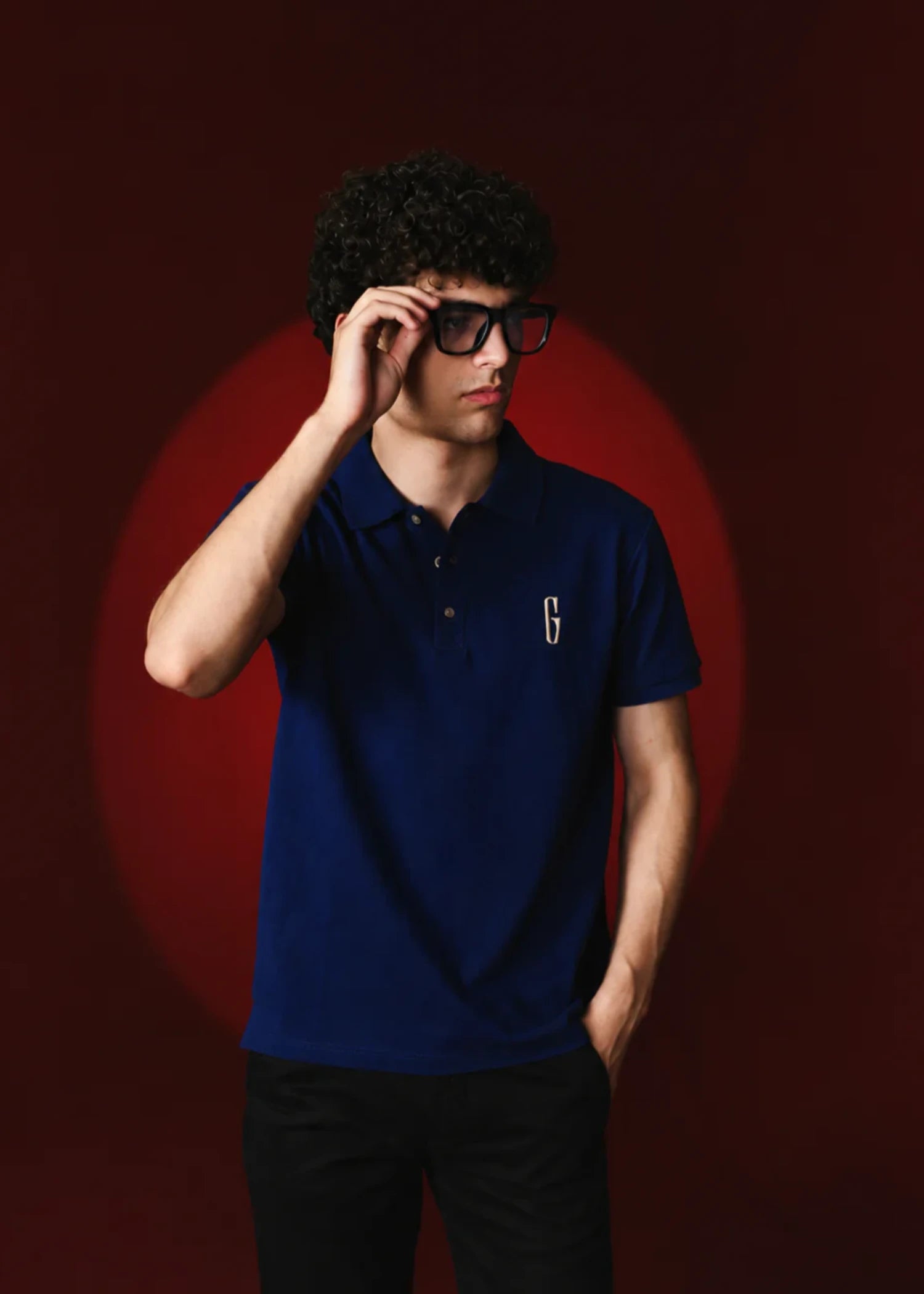 cotton jersey Polo Shirt in Dark blue by Grab By The Shoppe
