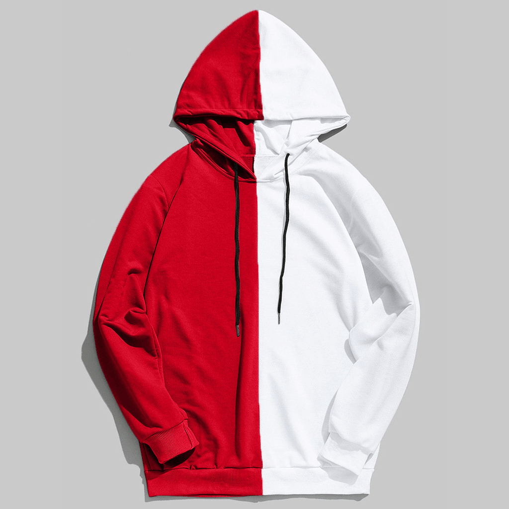 Solid Color Men'S Hooded Stitching Sweater