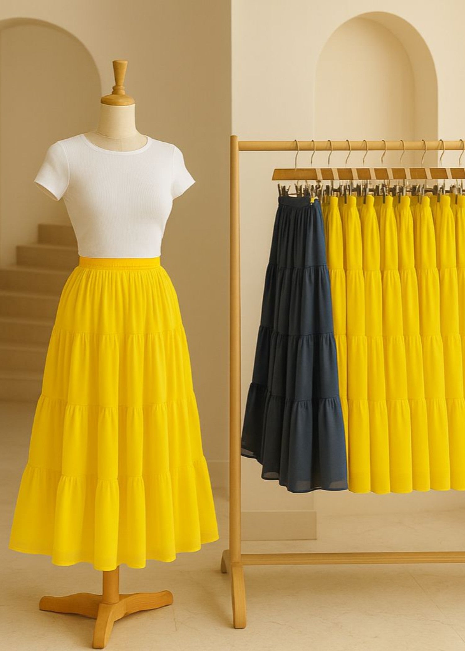 chiffon Skirt in Yellow