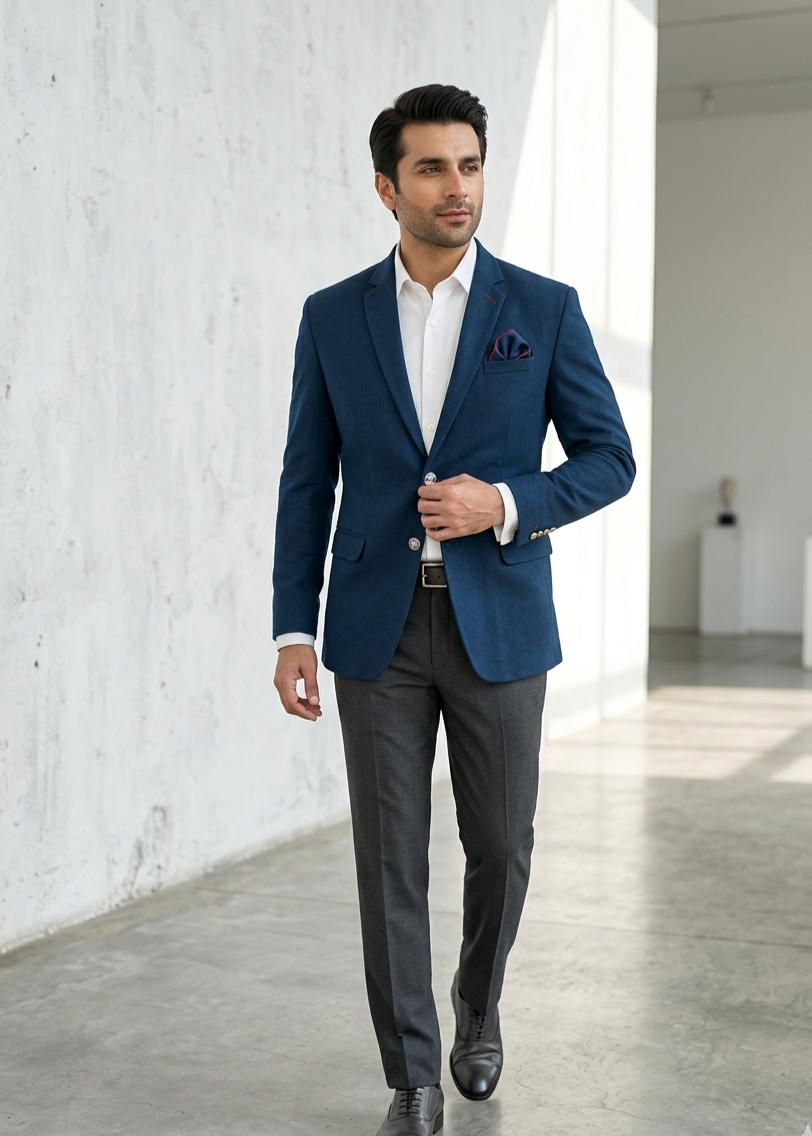 wool Blazer in Yale blue