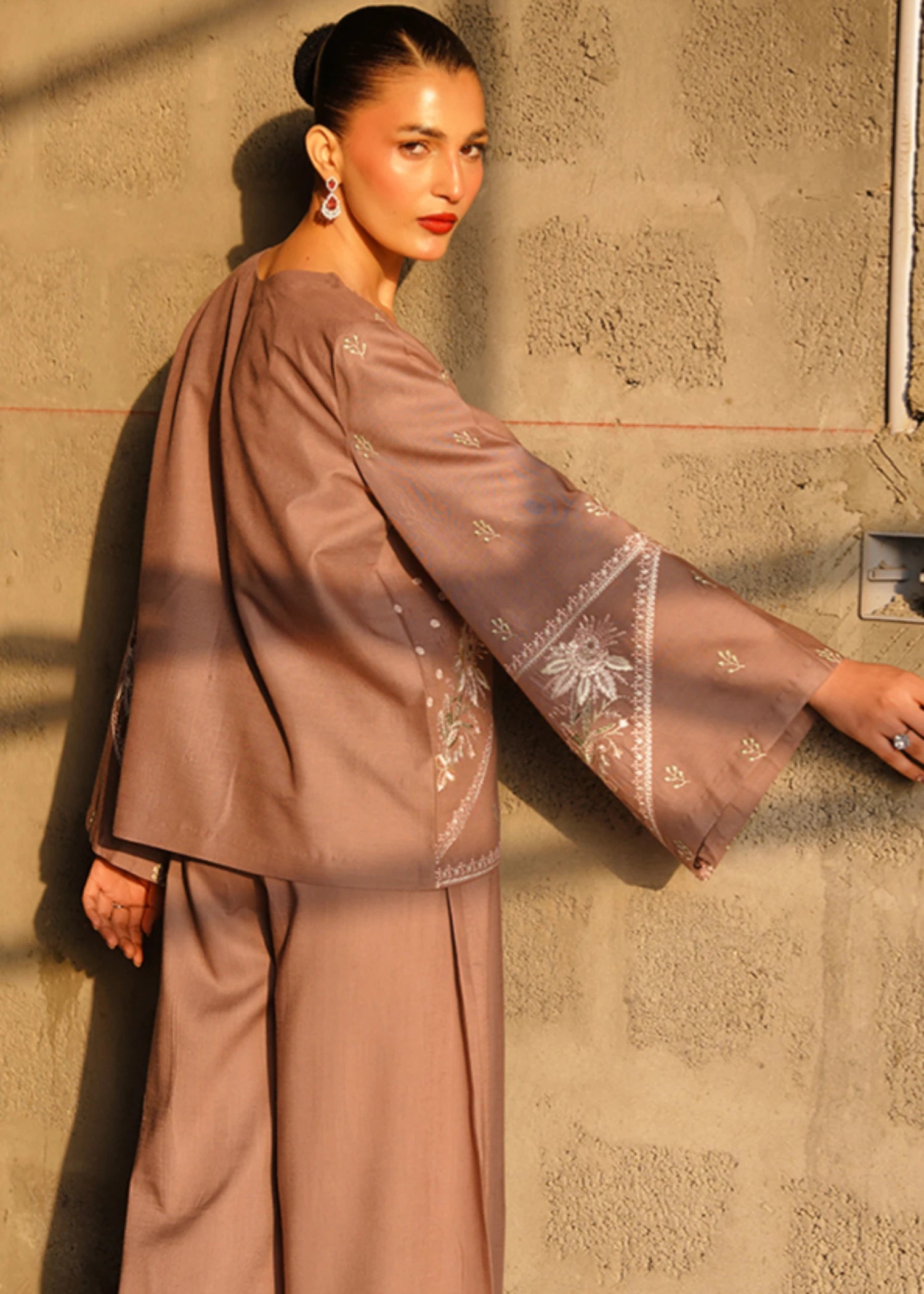 pure linen Jacket in Mauve pink