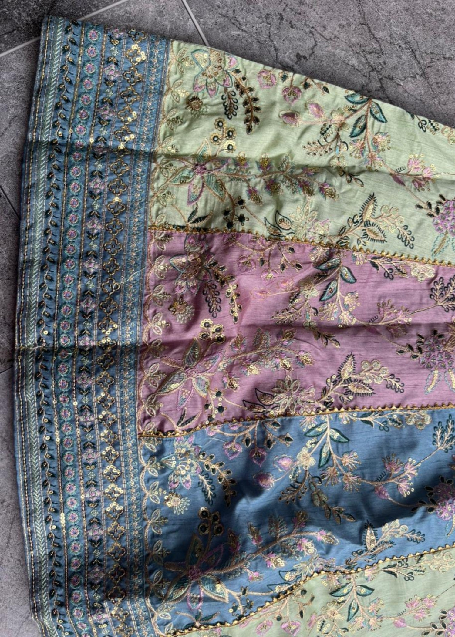 raw silk Lehenga in Multi