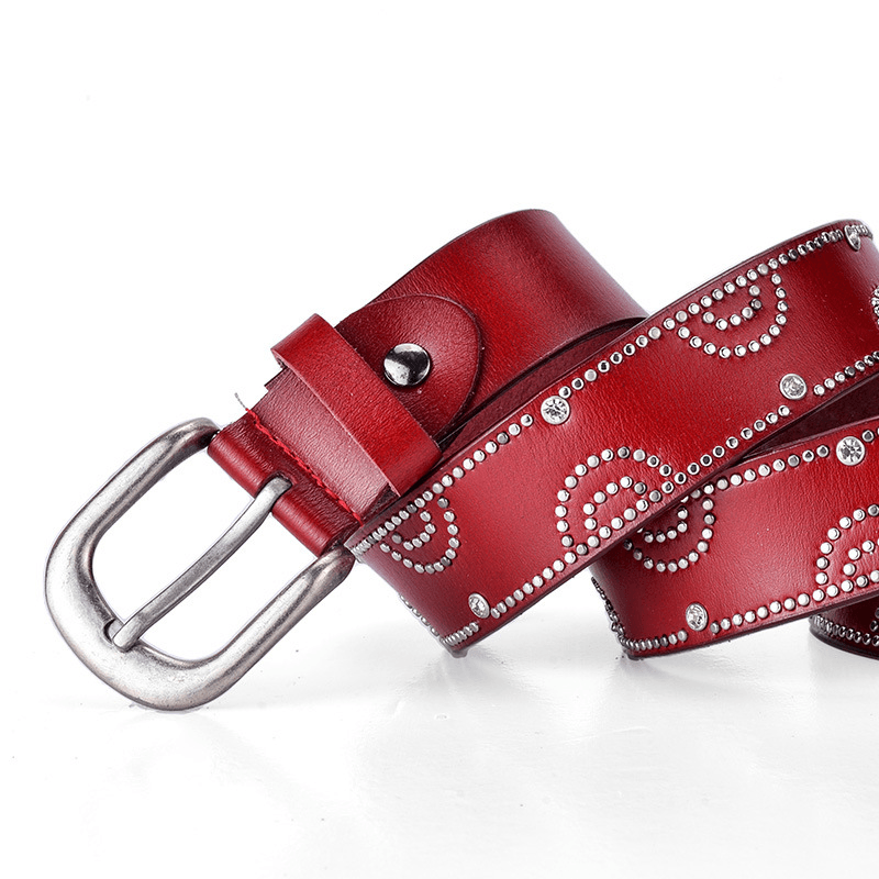 Girly Pants Belt with Rhinestone Inlaid Alloy Pin Buckle